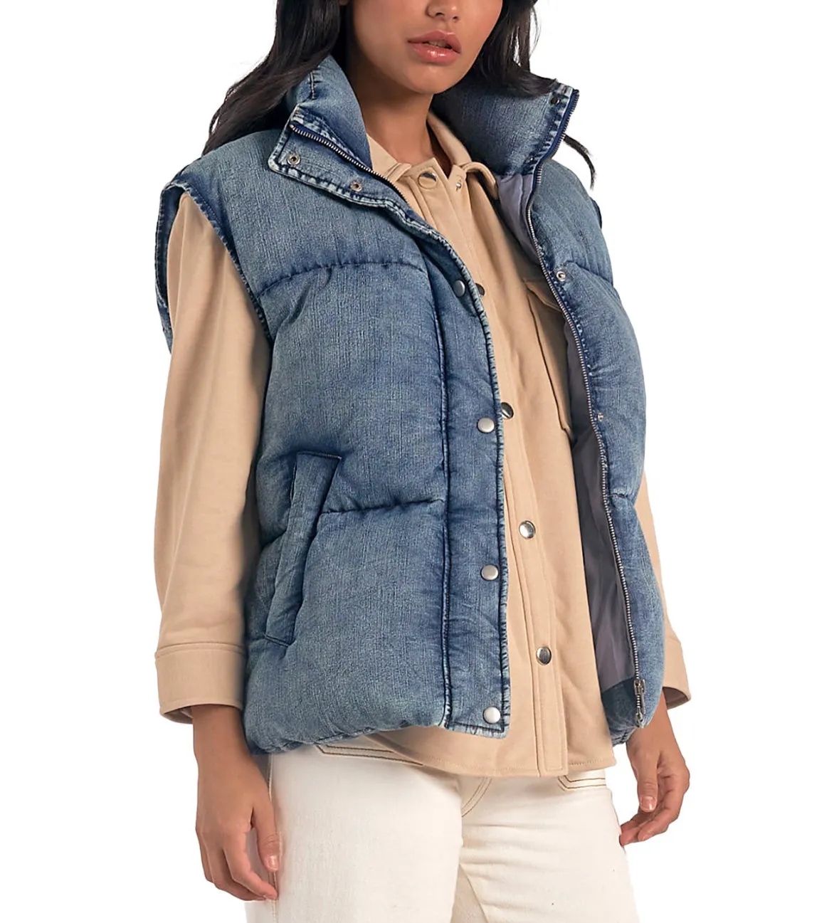 Jemma Denim Puffer Vest (More Colors)