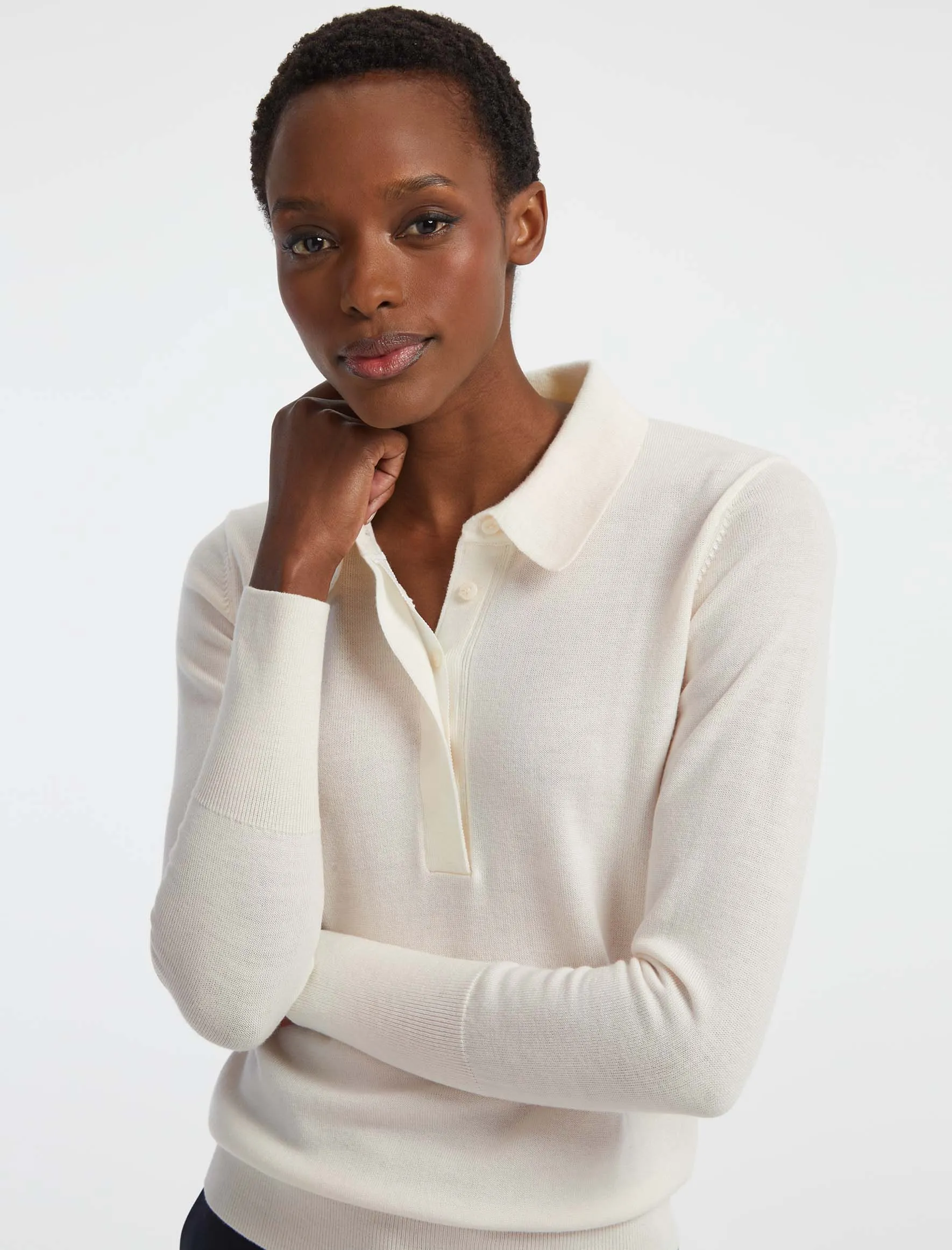 Josie Wool Collared Jumper - Cream