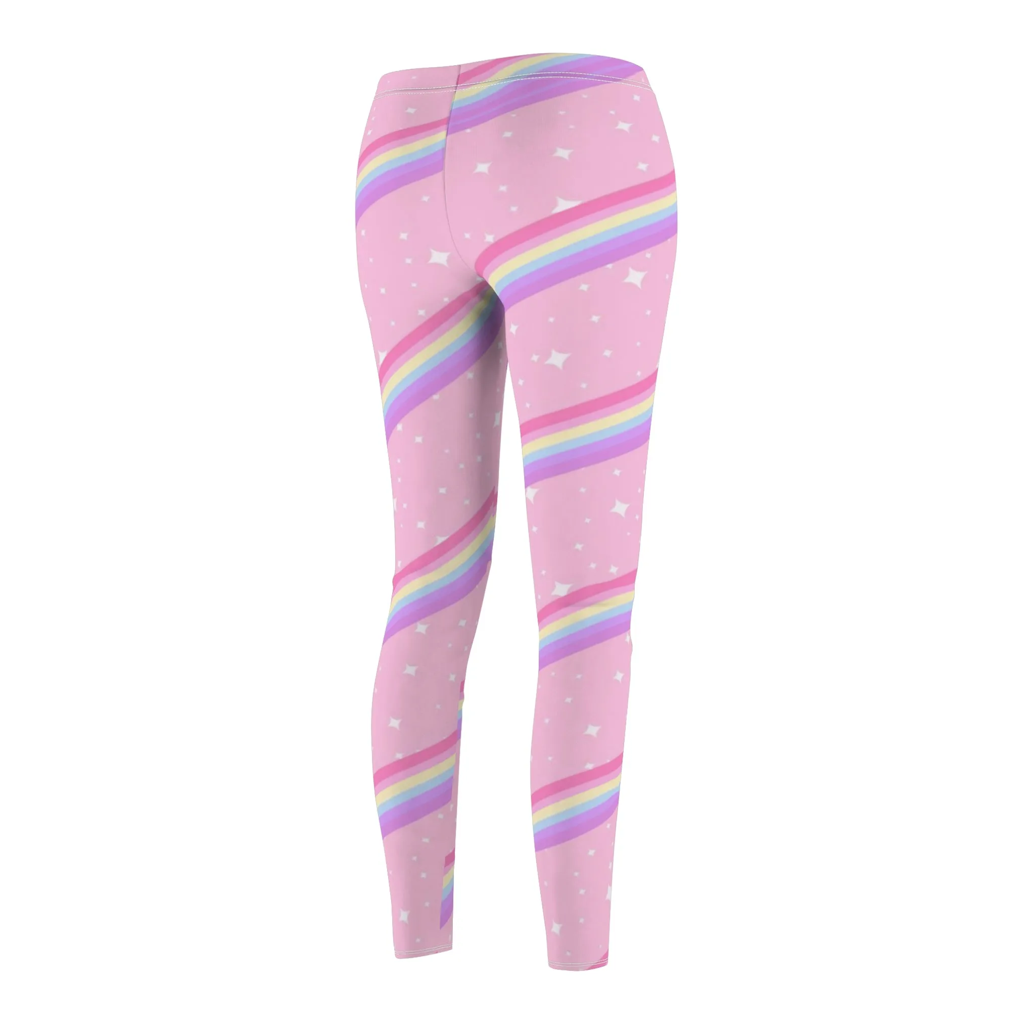 Kawaii Sparkle Cake Rainbow Beam Women's Cut & Sew Casual Leggings