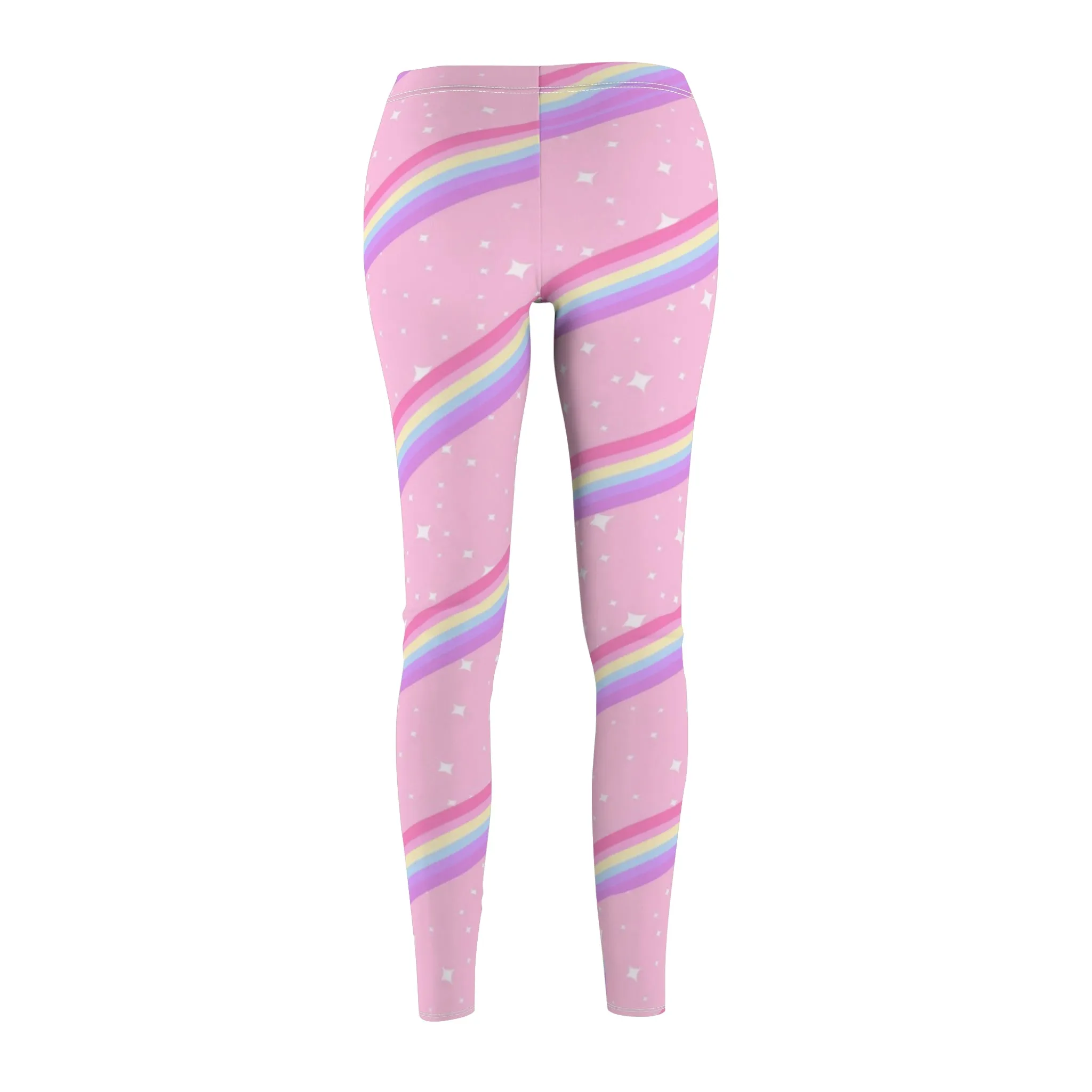 Kawaii Sparkle Cake Rainbow Beam Women's Cut & Sew Casual Leggings