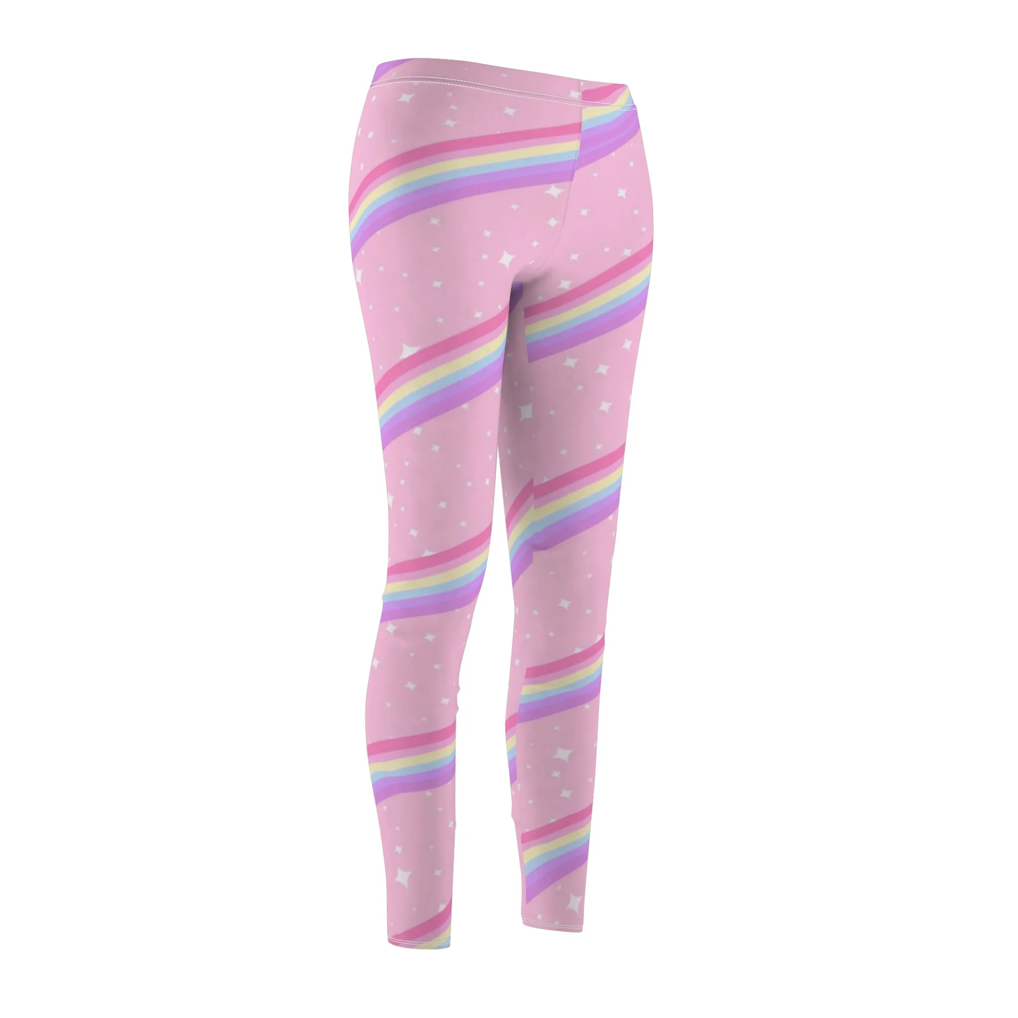 Kawaii Sparkle Cake Rainbow Beam Women's Cut & Sew Casual Leggings