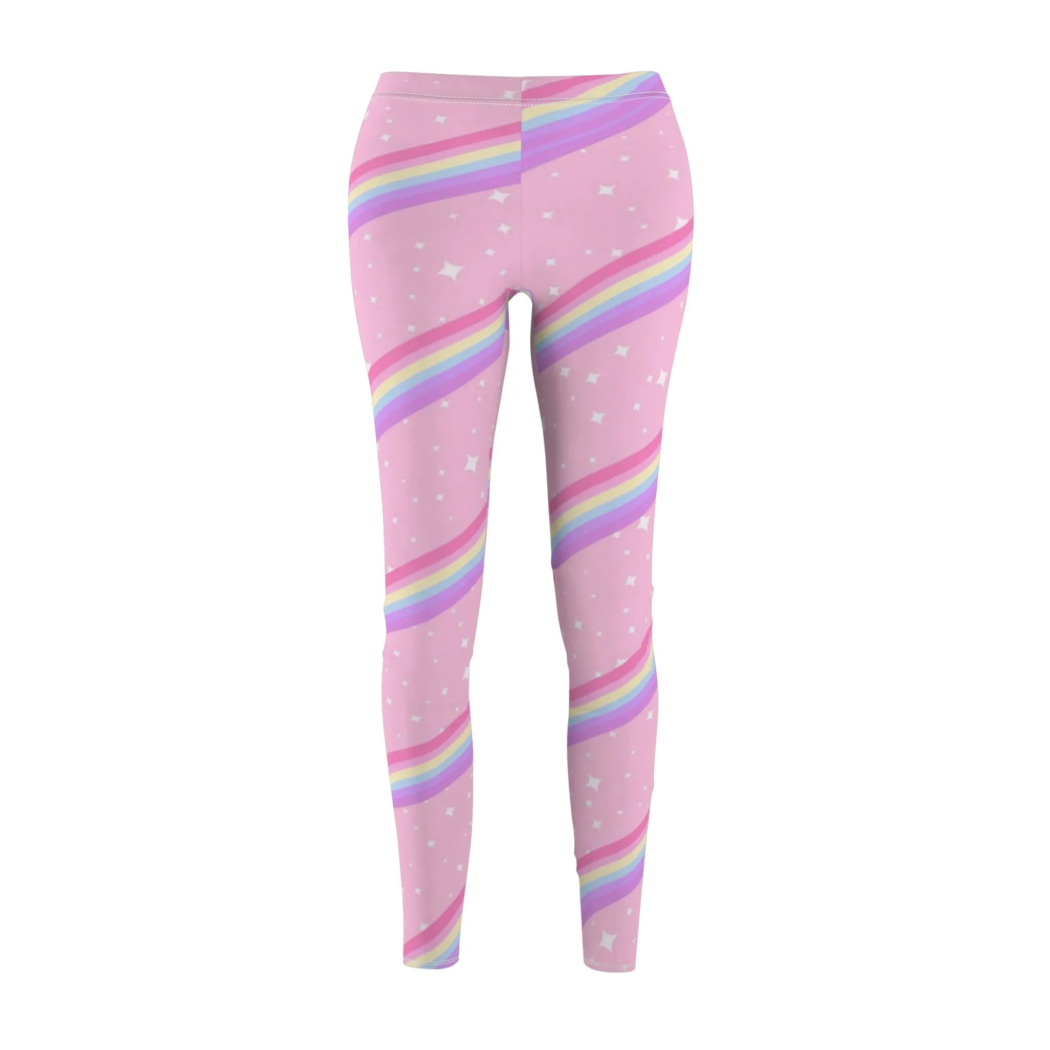 Kawaii Sparkle Cake Rainbow Beam Women's Cut & Sew Casual Leggings