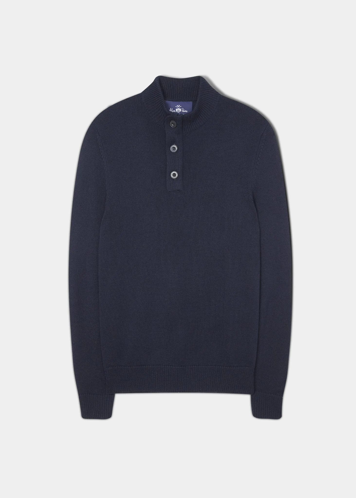 Kunwick Merino Mock Neck Jumper in Dark Navy