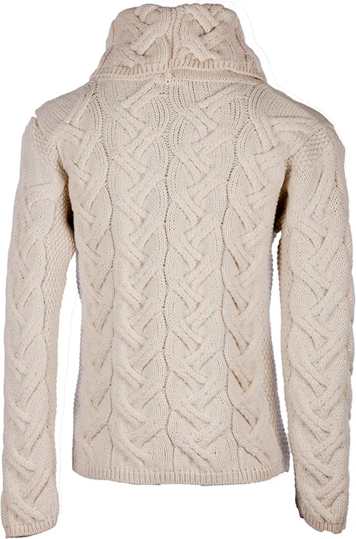 Ladies Chunky Cable Cowl Sweater - ECRU