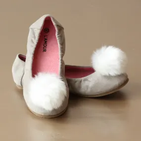 L'Amour Girls Fur Pom Pom Flat