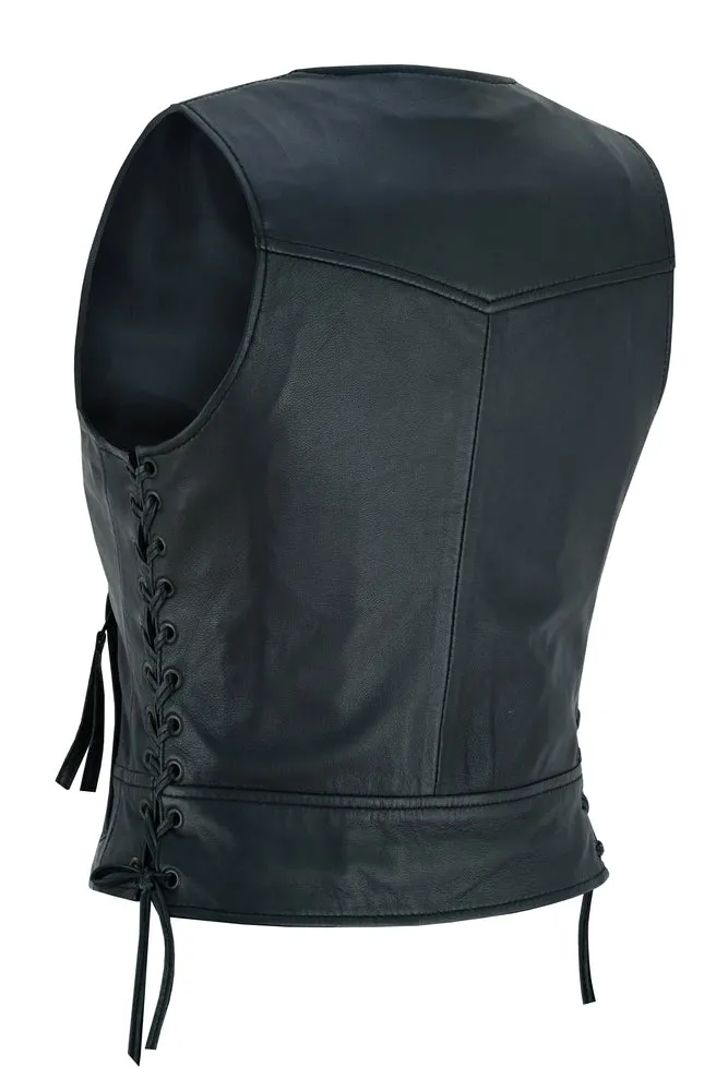 Leather Women's Lightweight Vest with Rivets Detailing