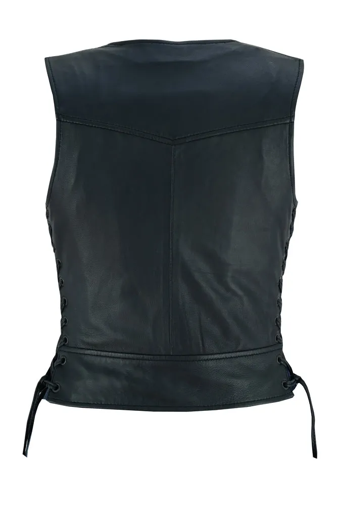 Leather Women's Lightweight Vest with Rivets Detailing