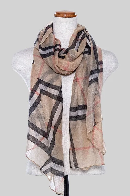 LIGHTWEIGHT PLAID SCARF