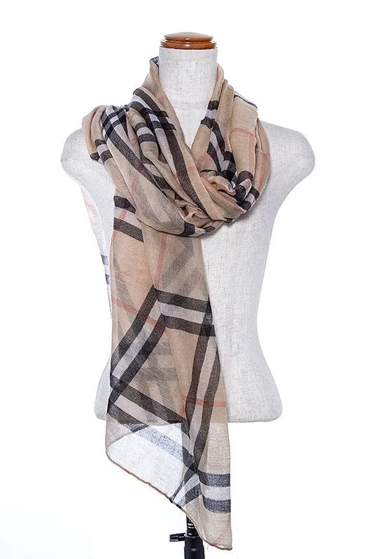 LIGHTWEIGHT PLAID SCARF