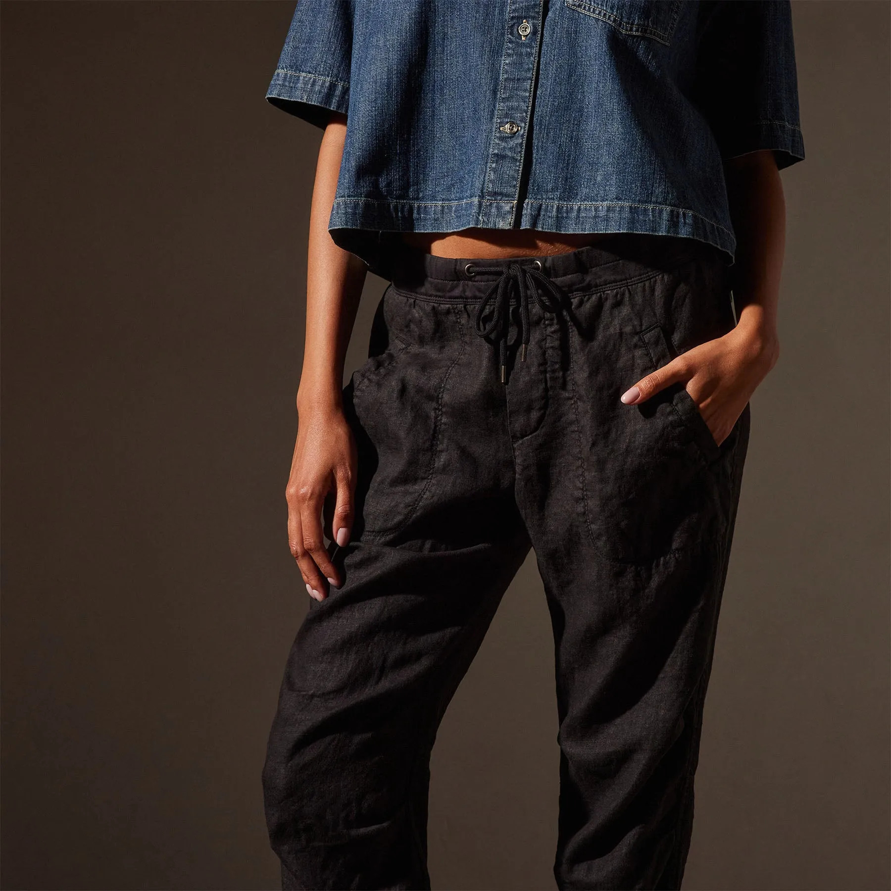 Linen Soft Drape Pant - Black