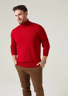 Linton Merino Wool Roll Neck Jumper in Chianti - Regular Fit