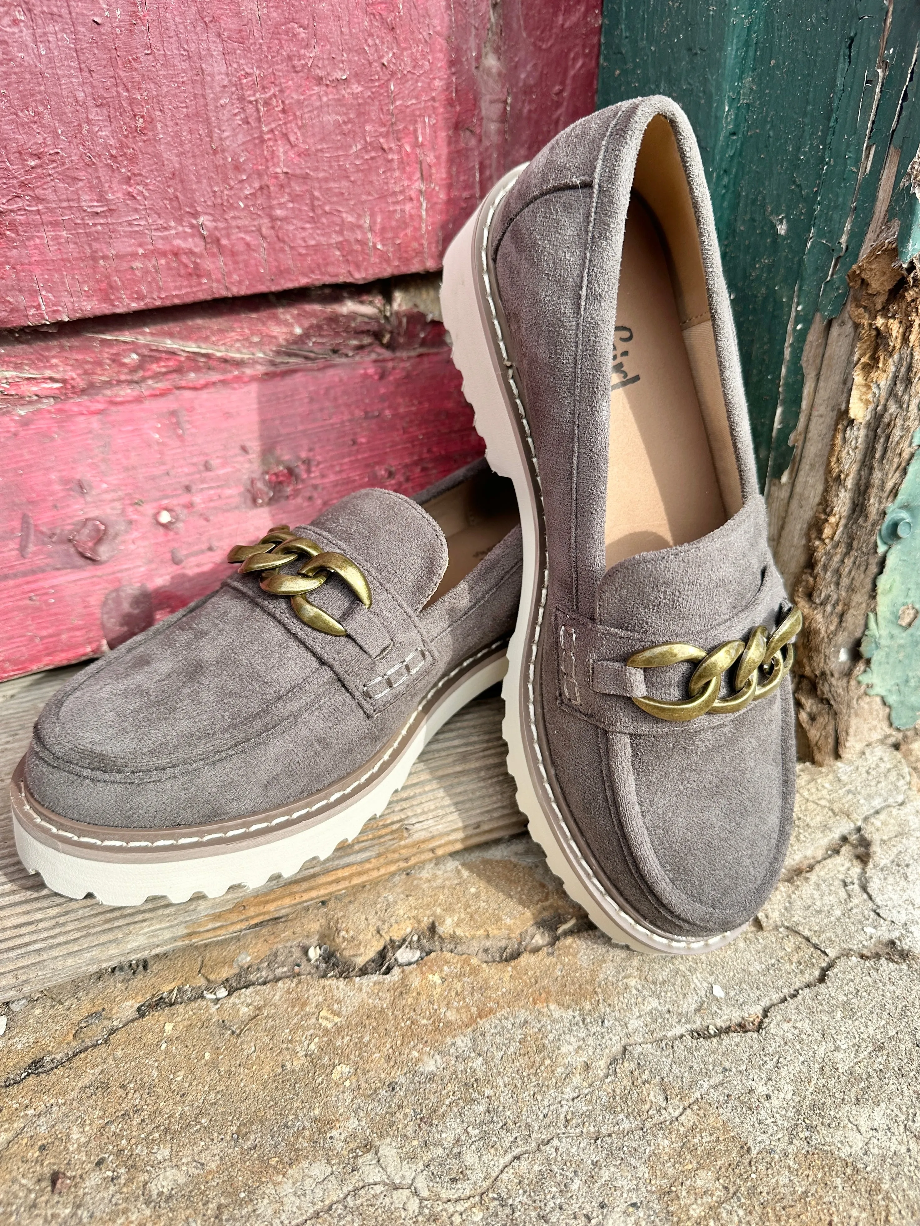 Literally Light Grey Faux Suede Loafer by Corky's