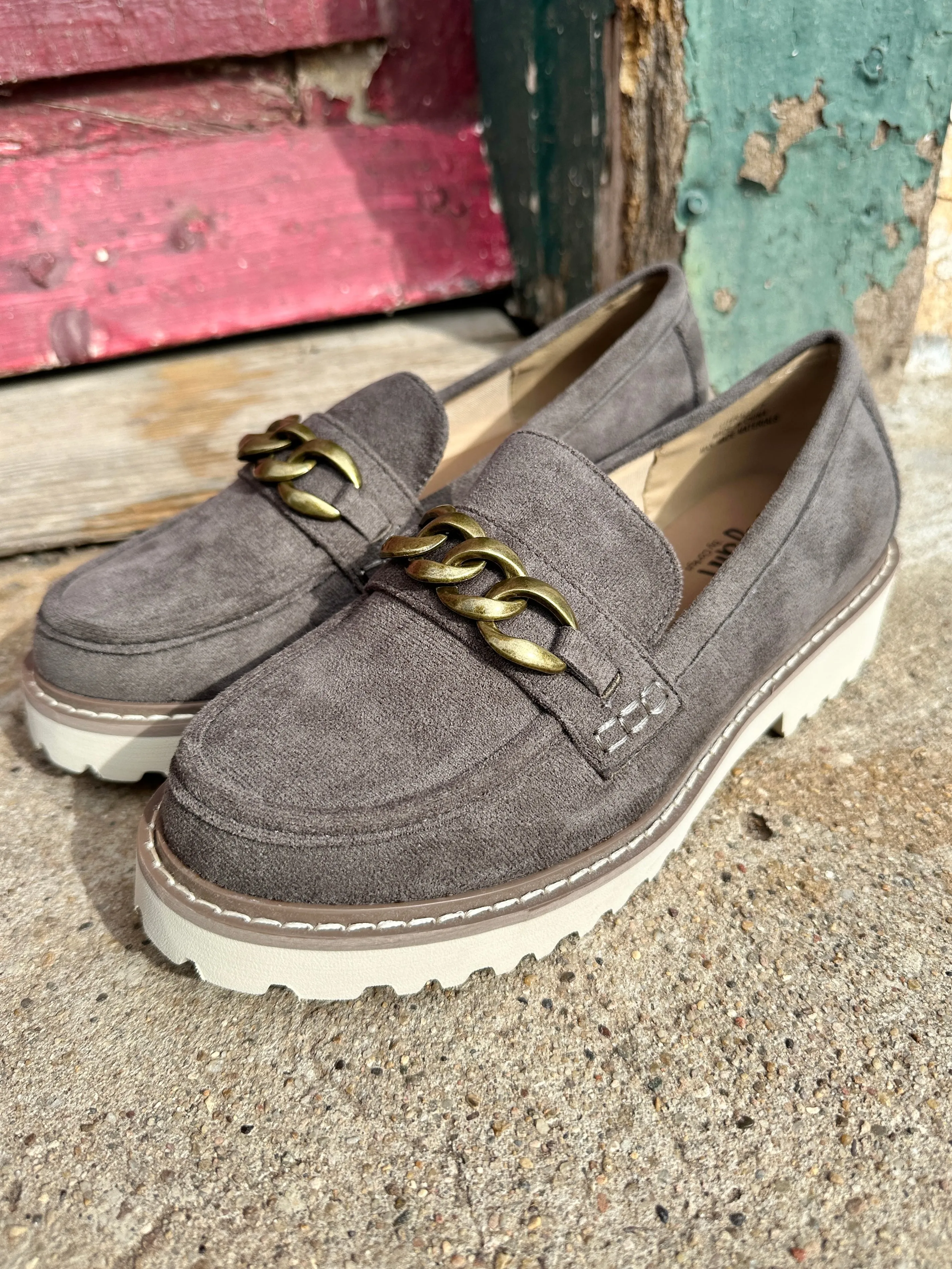 Literally Light Grey Faux Suede Loafer by Corky's