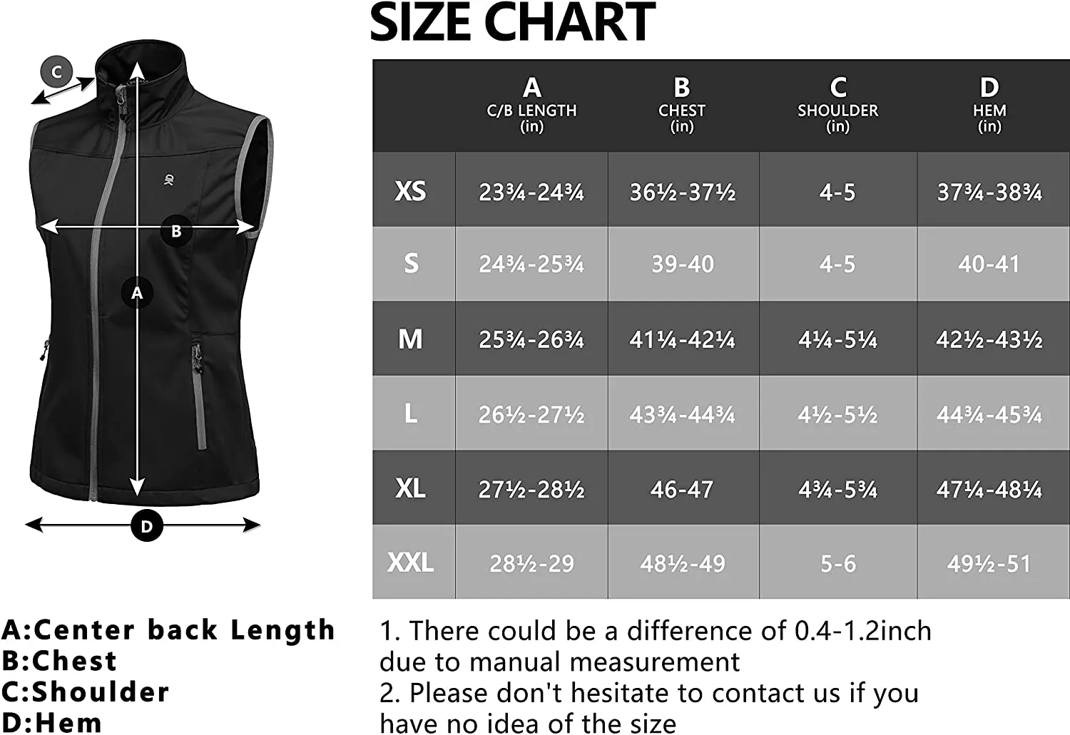 Little Donkey Andy Women's Lightweight Softshell Vest, Windproof Sleeveless Jacket for Running Hiking Travel