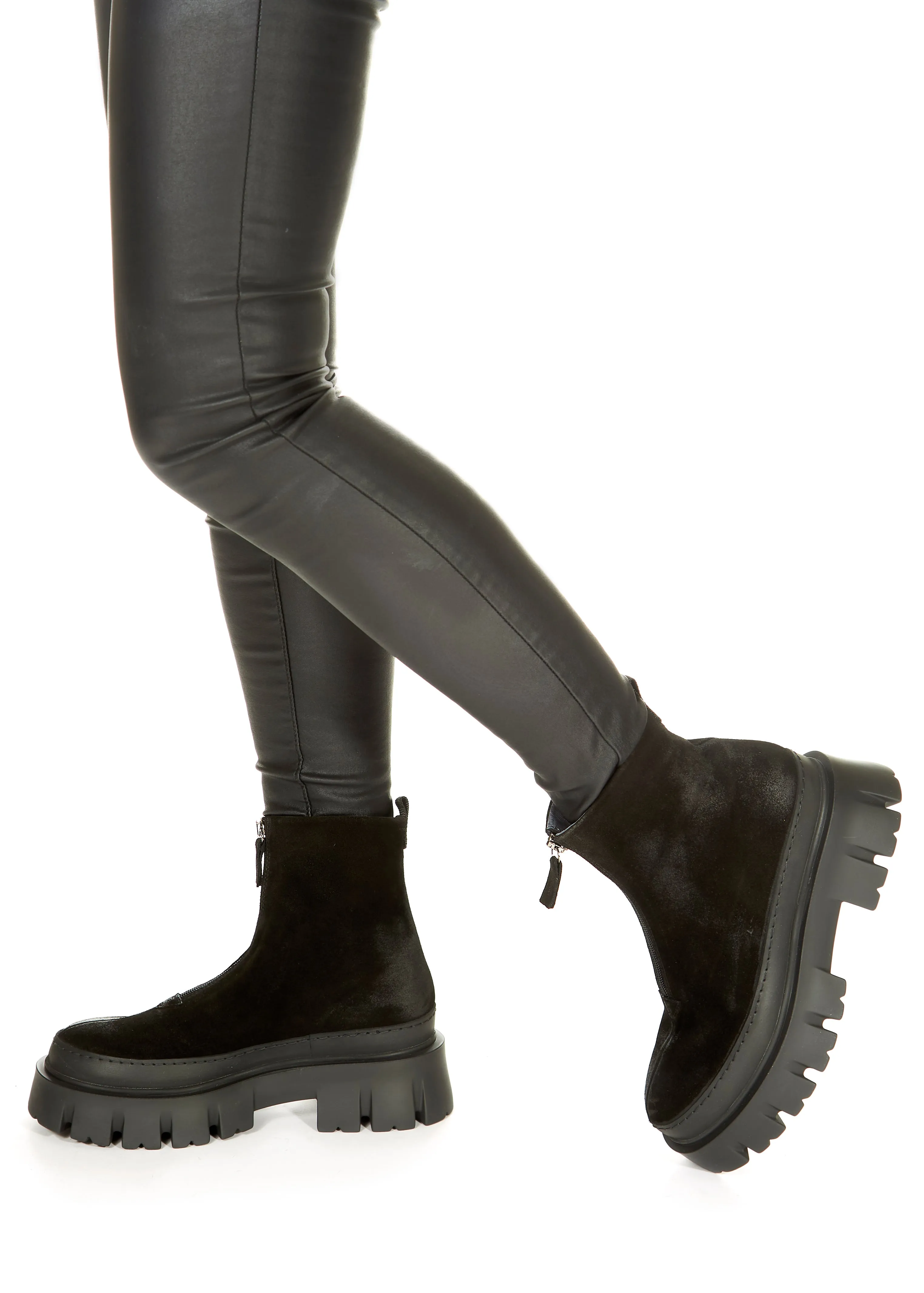 Lofina Black Suede Zip Up Boots