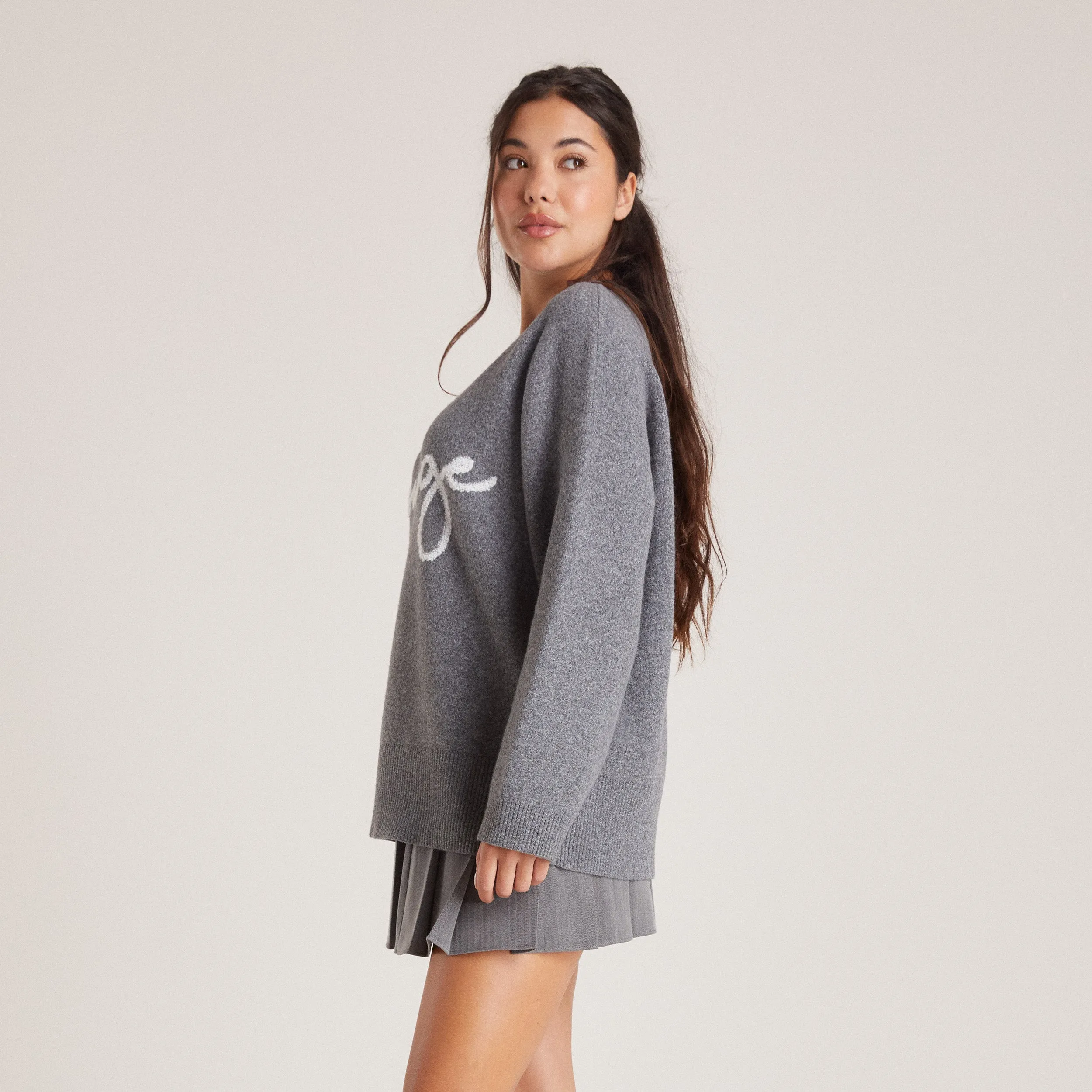 Lounge Knitted Crew Neck Jumper - Grey