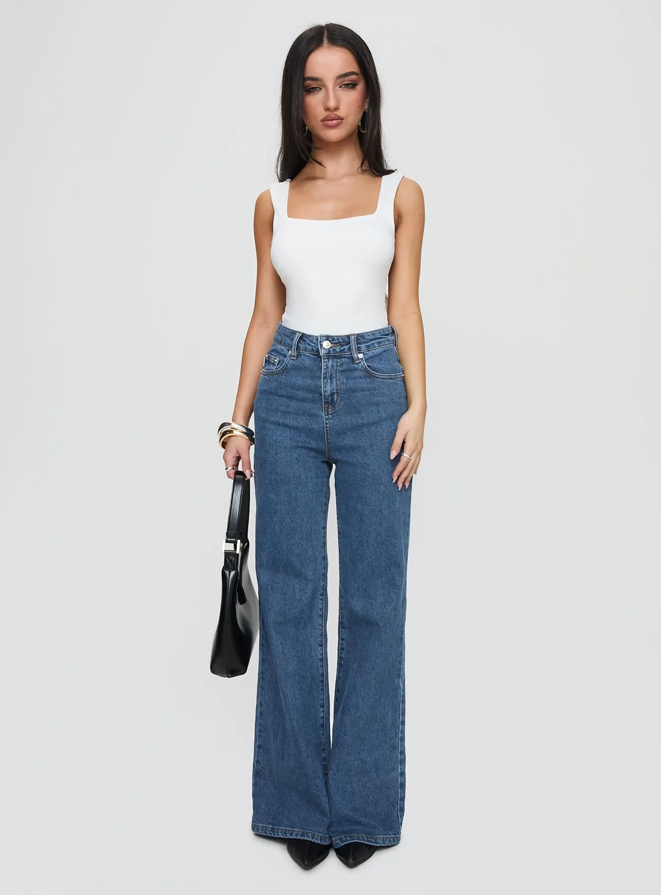 Lucille High Rise Flare Leg Jeans Mid Wash