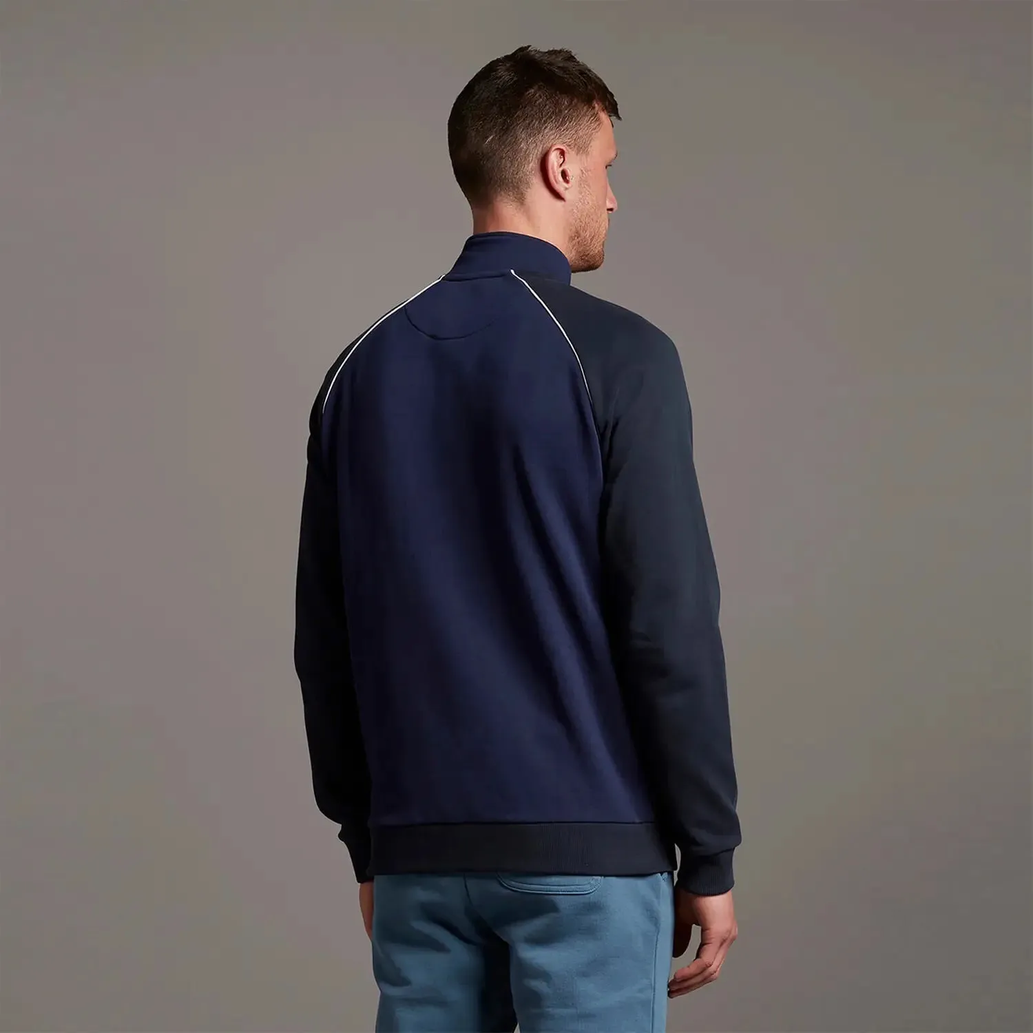 Lyle & Scott Contrast Panel Zip Through - Navy