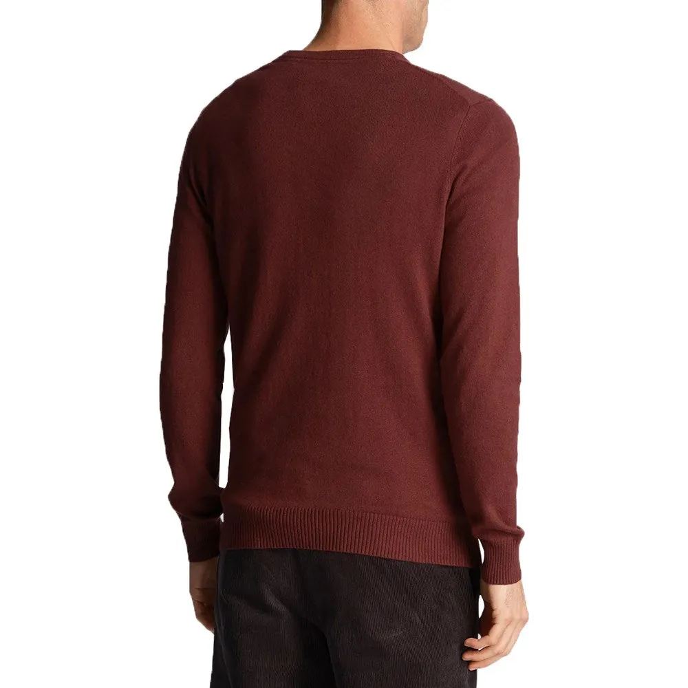 Lyle & Scott Cotton Merino Blend Crew Neck Pullover - Burgundy