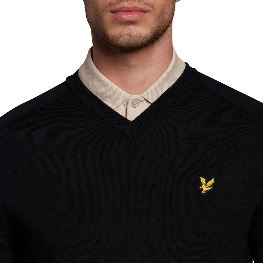 Lyle & Scott Merino V Neck - Jet Black