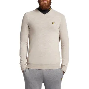 Lyle & Scott Merino V Neck - Warm Dust Marl