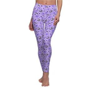 Magical kawaii spooky bats purple Women's Cut & Sew Casual Leggings