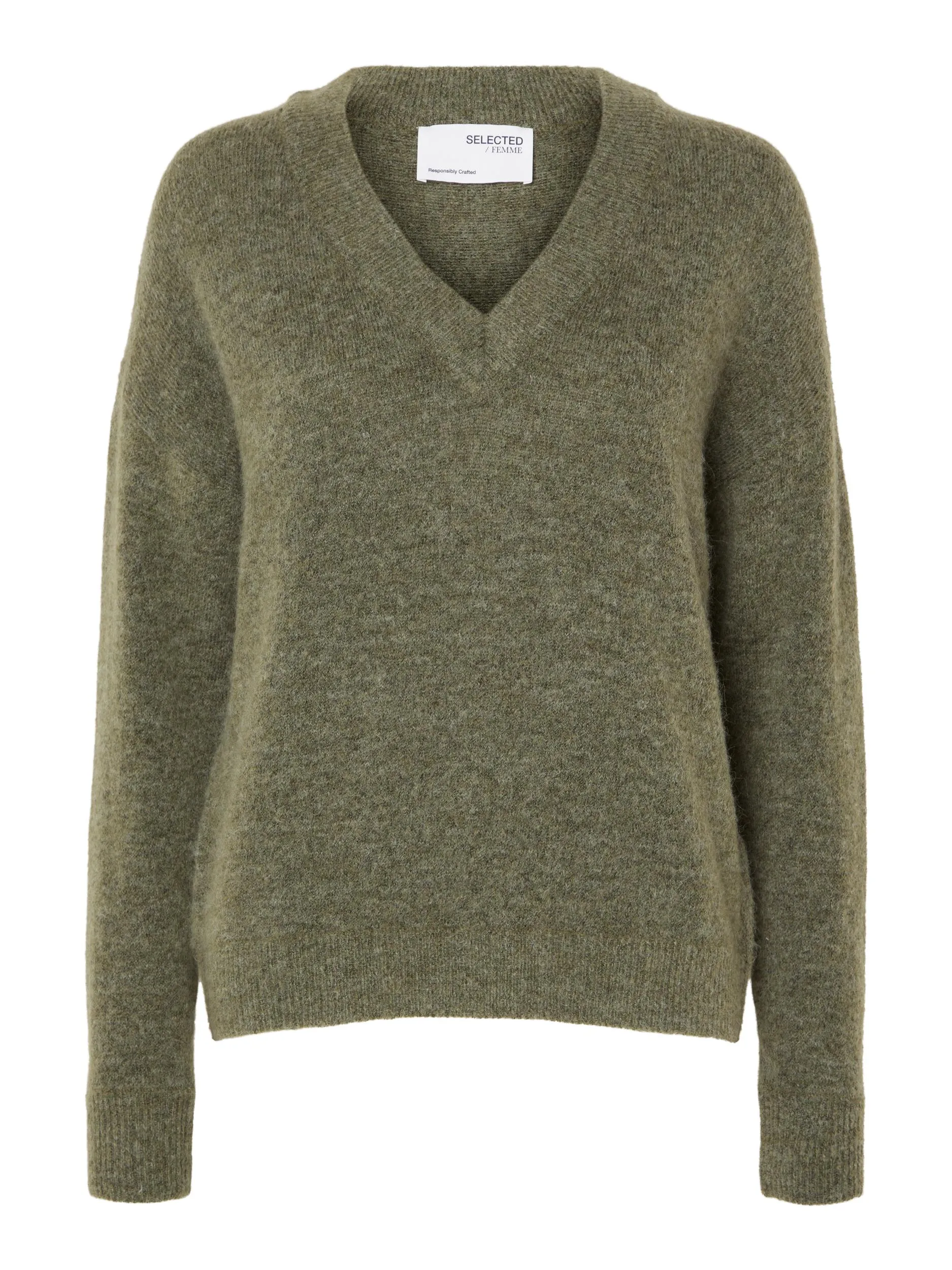 Maline V-Neck Knit - Dusky Green