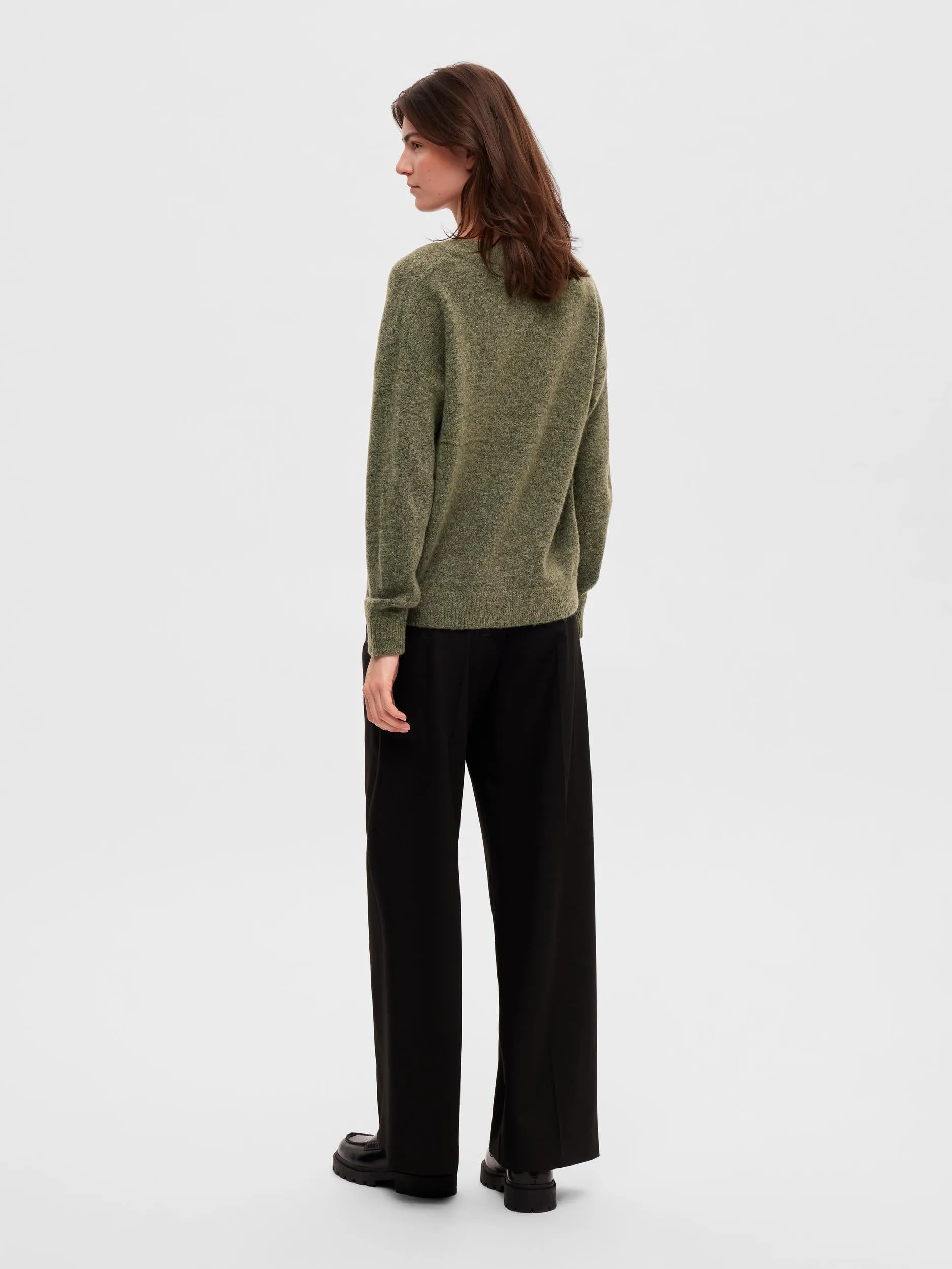 Maline V-Neck Knit - Dusky Green