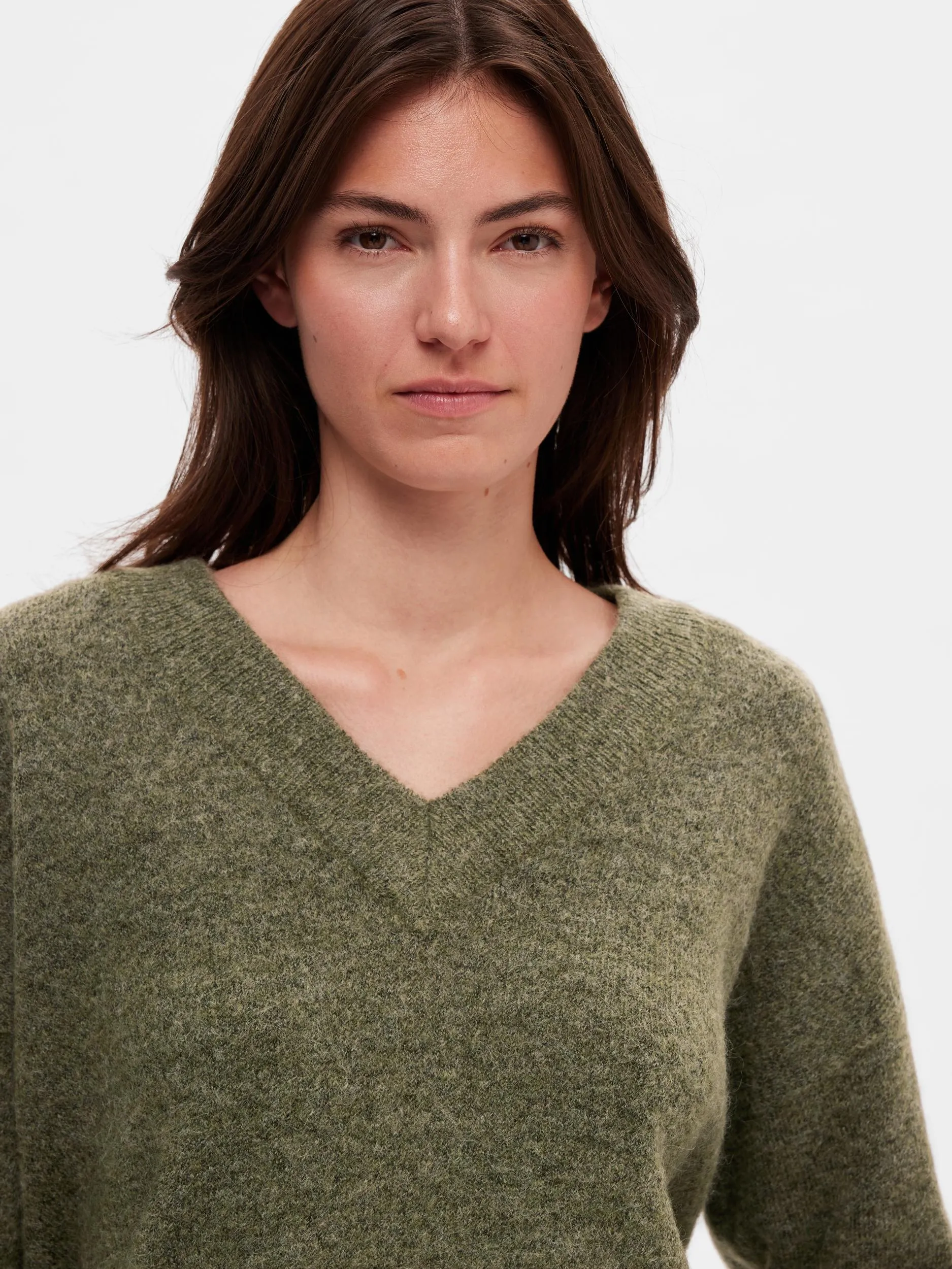 Maline V-Neck Knit - Dusky Green