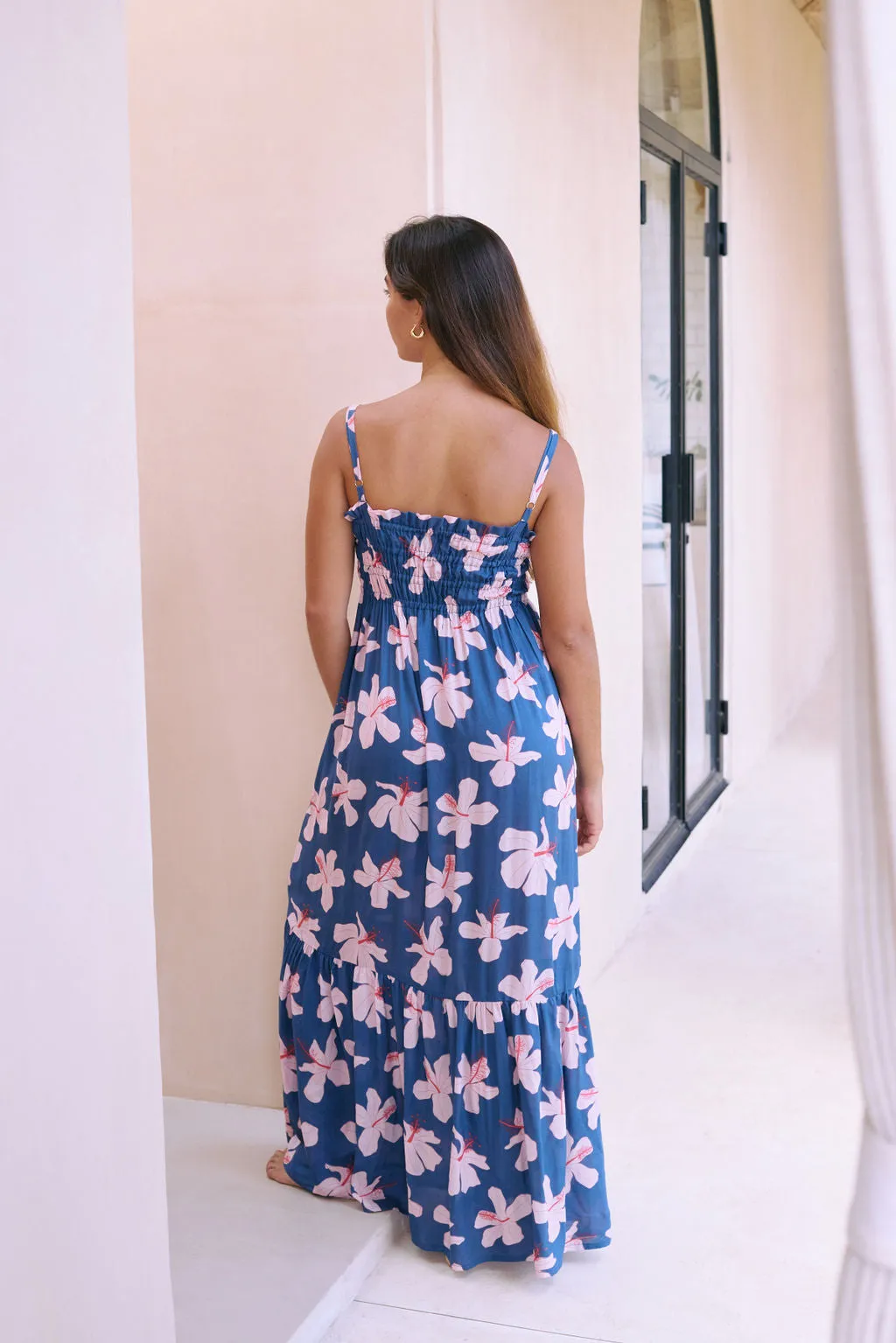 Mariko Dress in Koki'o Blossom (Navy)