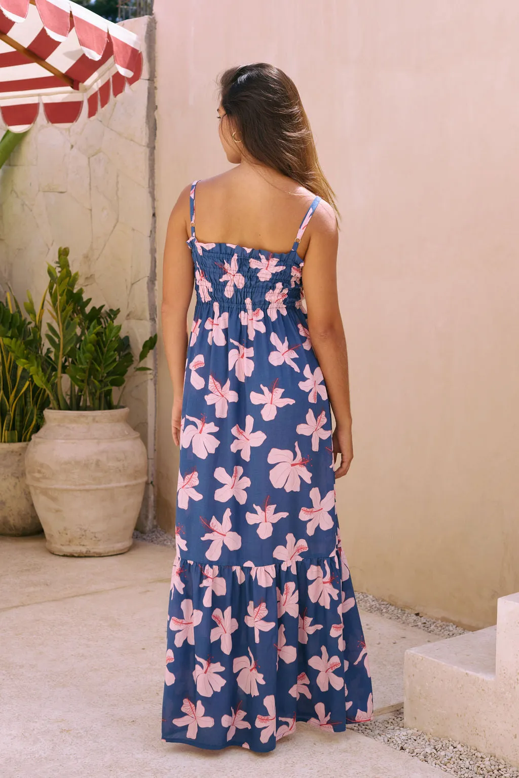 Mariko Dress in Koki'o Blossom (Navy)