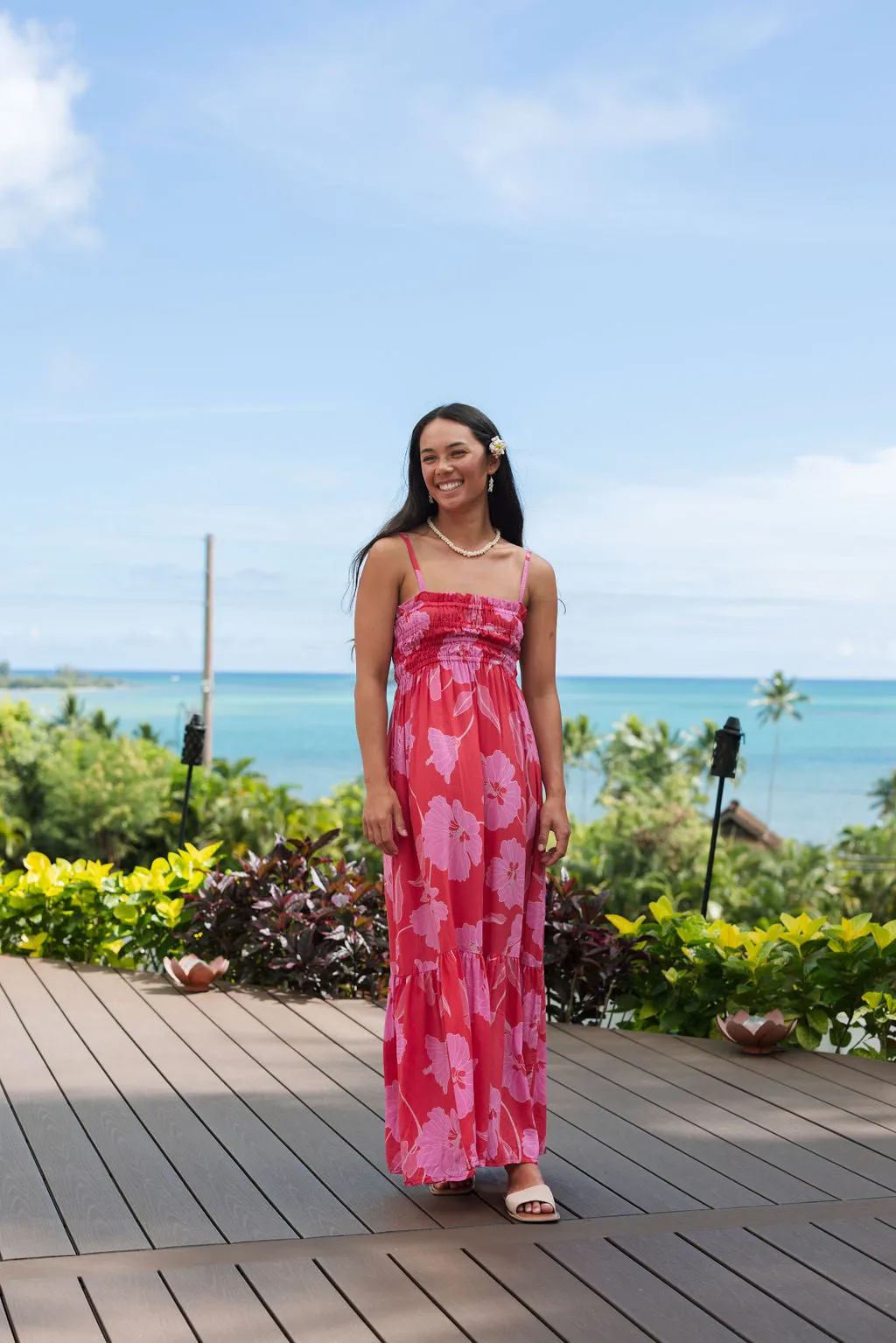 Mariko Dress in Ma'o Hau Hele (Strawberry Guava)