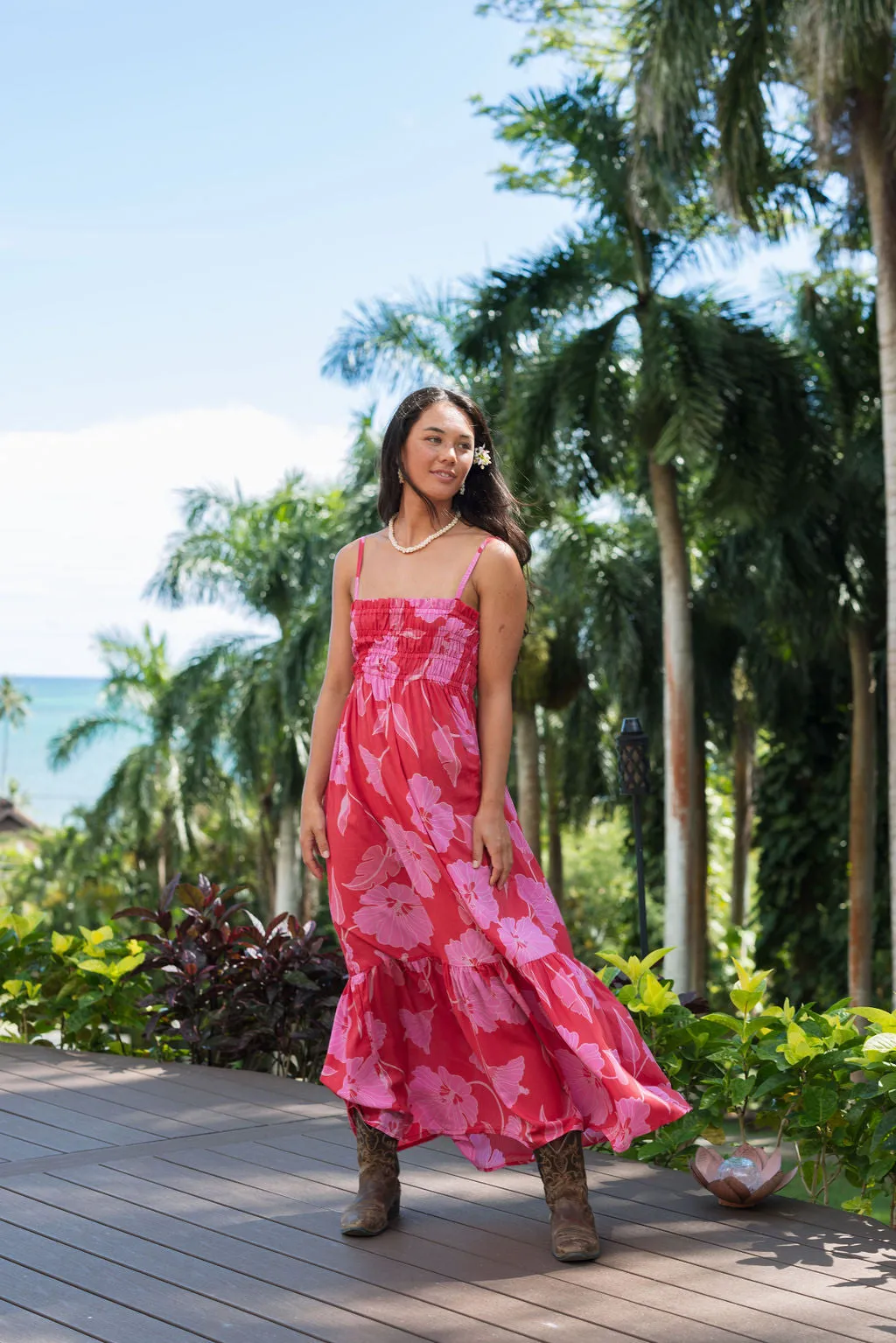 Mariko Dress in Ma'o Hau Hele (Strawberry Guava)