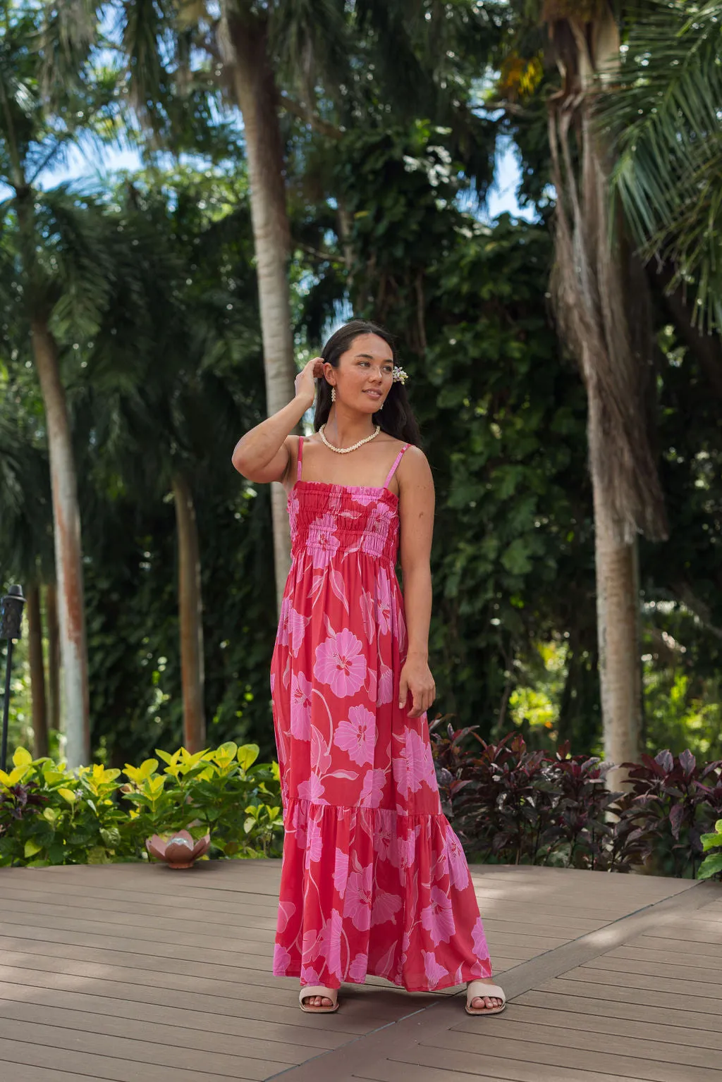 Mariko Dress in Ma'o Hau Hele (Strawberry Guava)