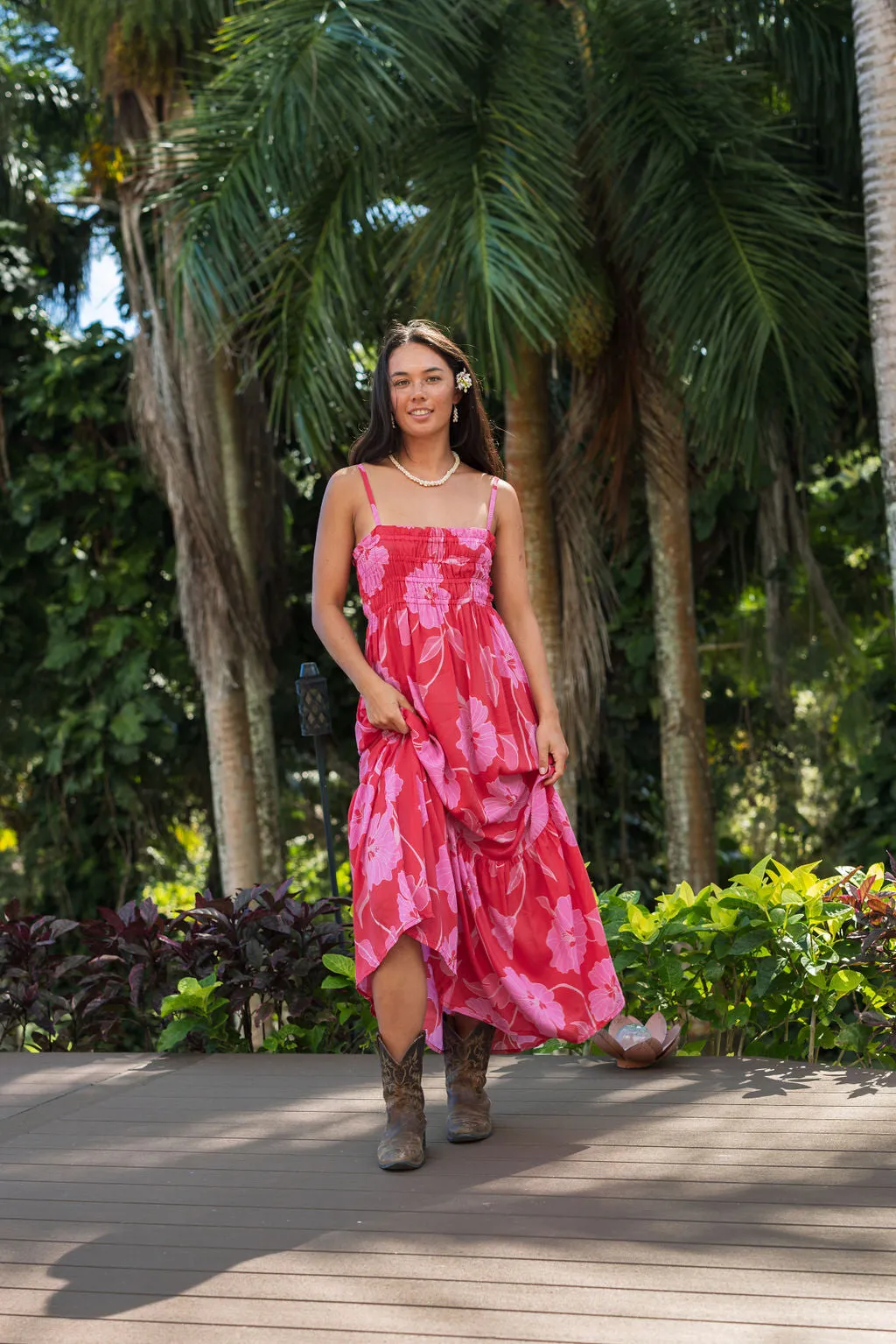 Mariko Dress in Ma'o Hau Hele (Strawberry Guava)