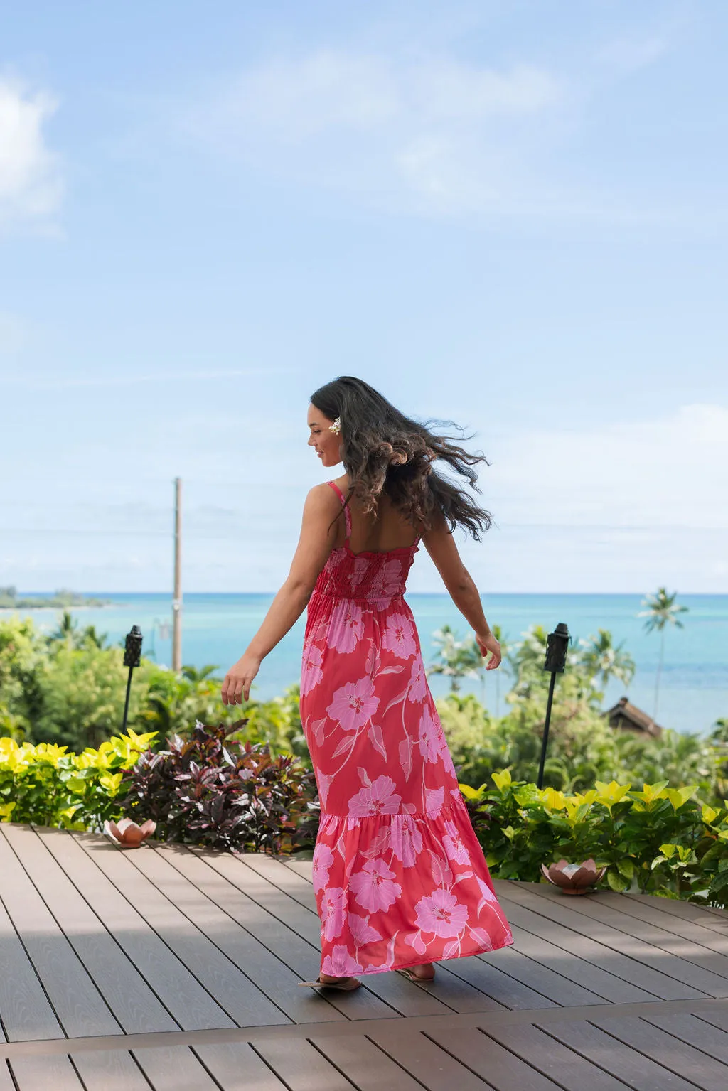 Mariko Dress in Ma'o Hau Hele (Strawberry Guava)