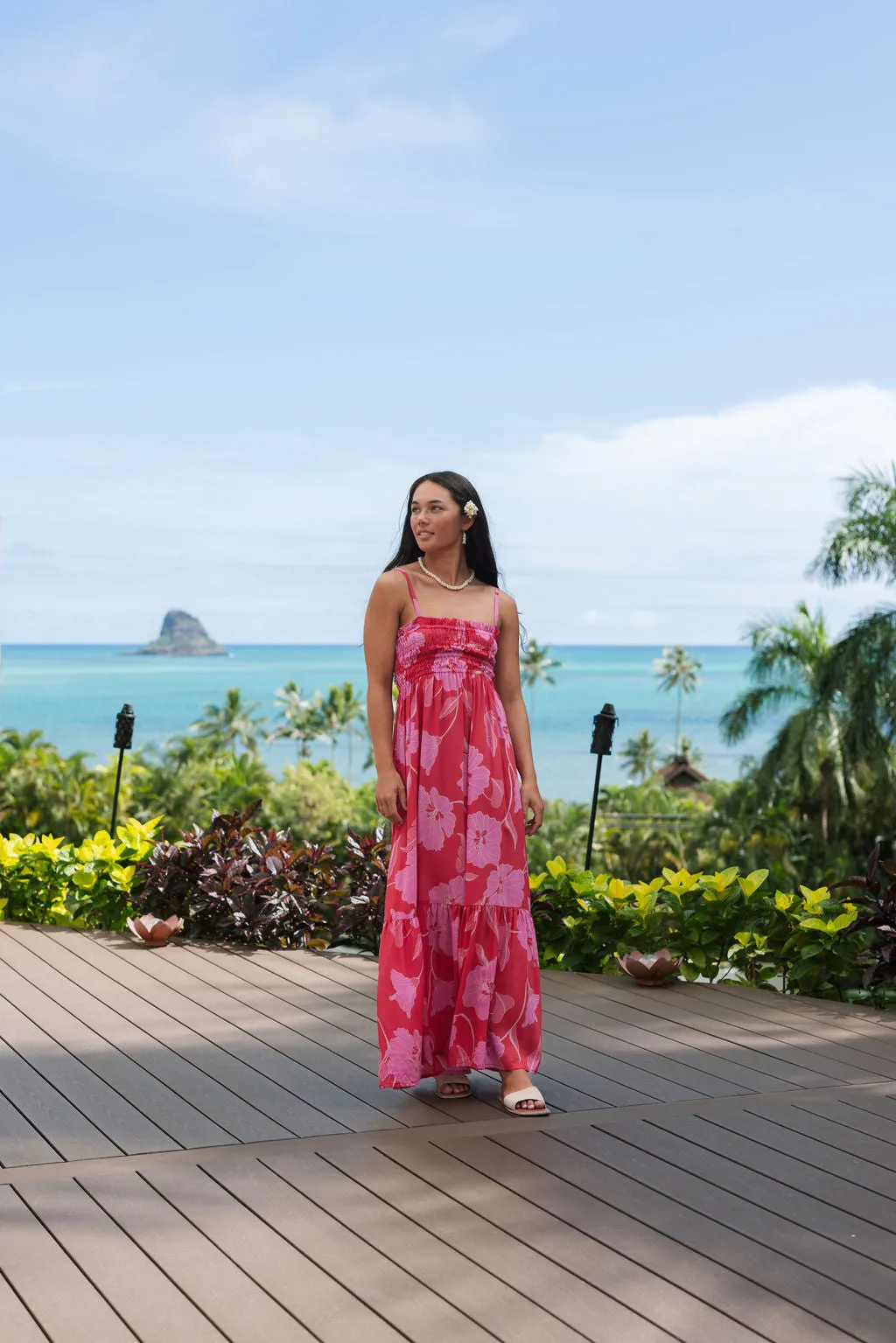 Mariko Dress in Ma'o Hau Hele (Strawberry Guava)