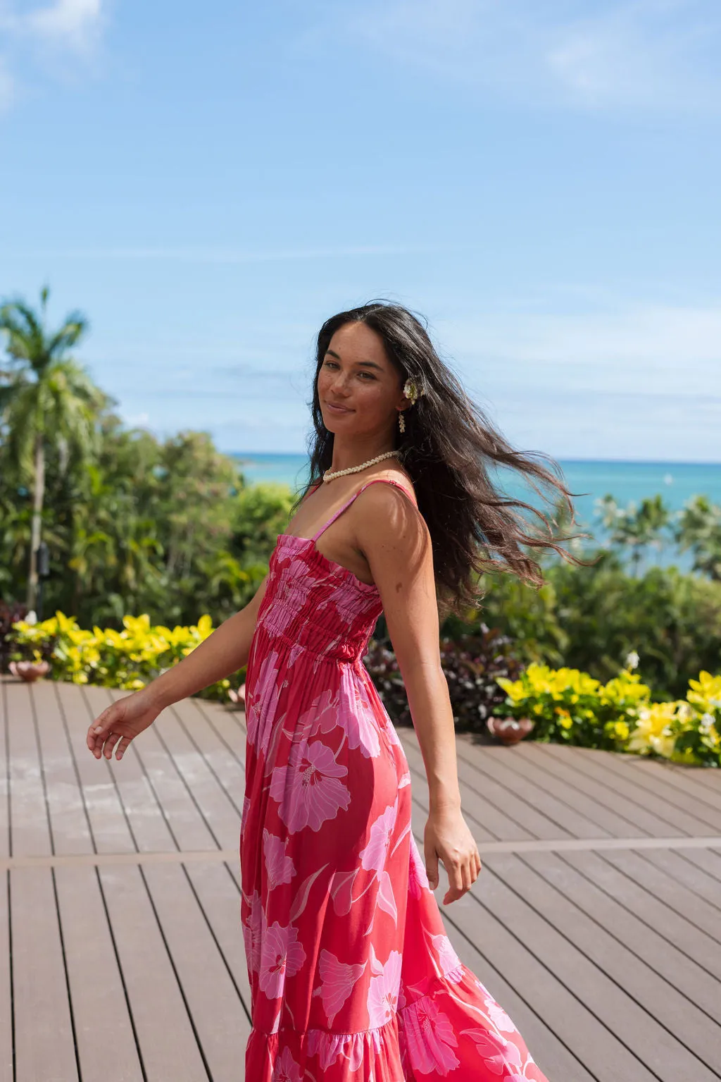 Mariko Dress in Ma'o Hau Hele (Strawberry Guava)