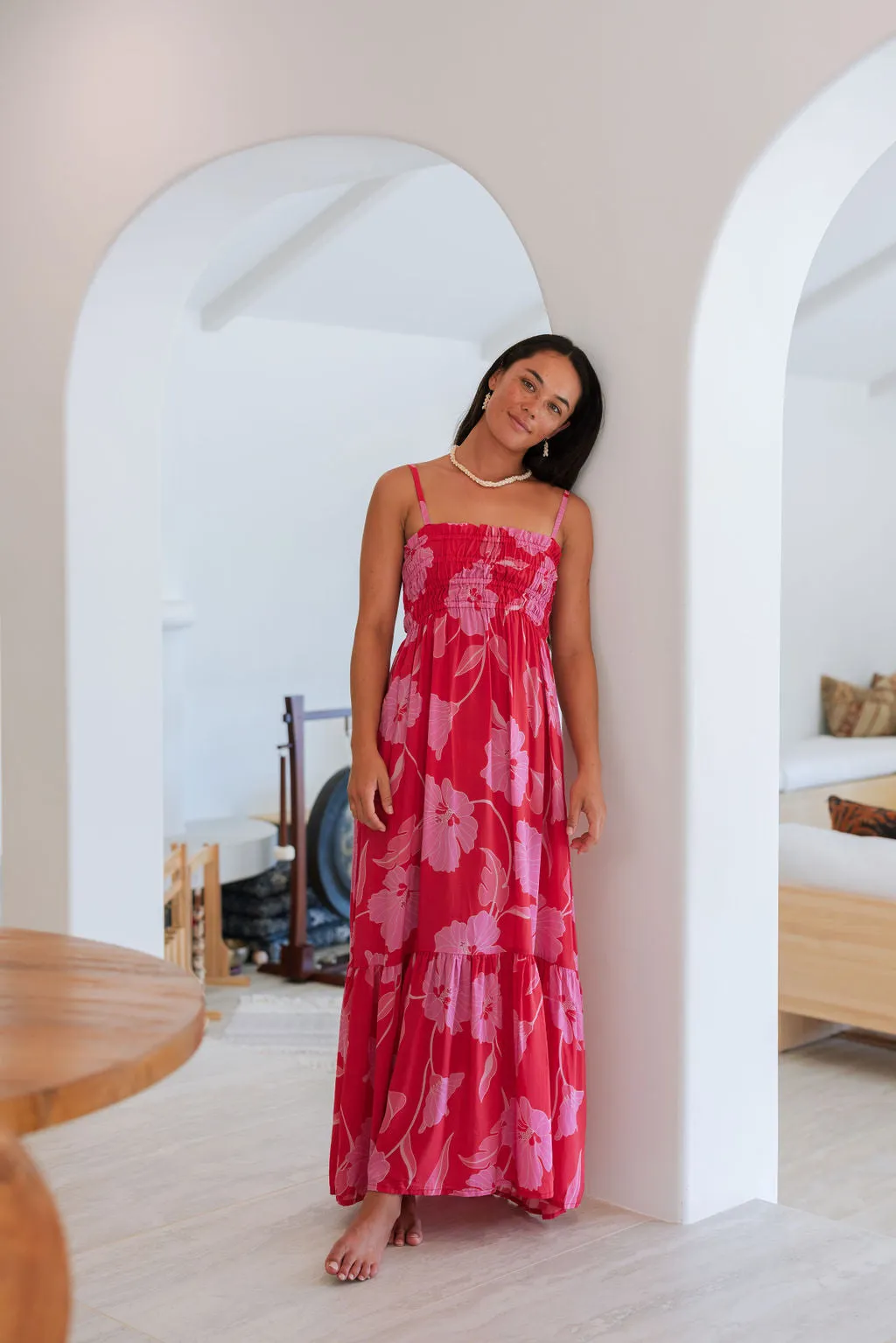 Mariko Dress in Ma'o Hau Hele (Strawberry Guava)