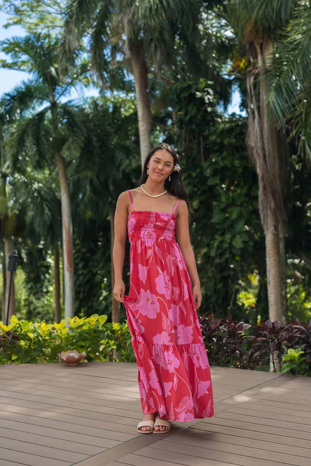 Mariko Dress in Ma'o Hau Hele (Strawberry Guava)