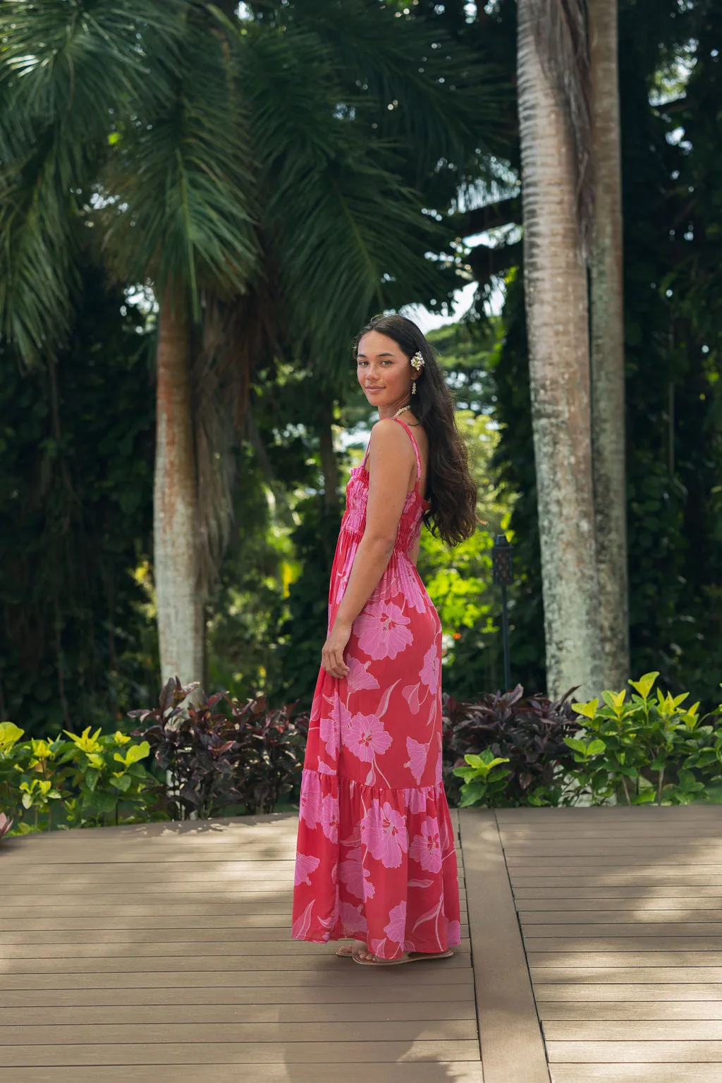 Mariko Dress in Ma'o Hau Hele (Strawberry Guava)