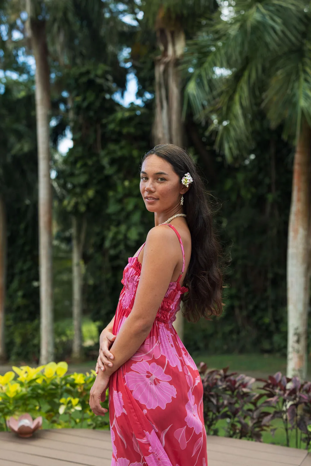 Mariko Dress in Ma'o Hau Hele (Strawberry Guava)