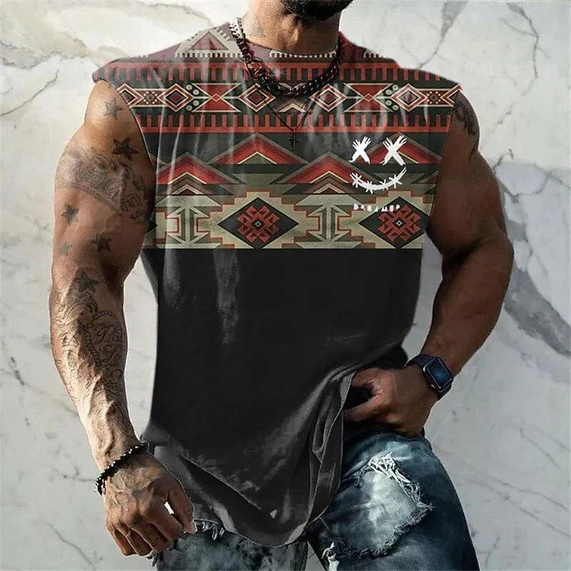 Men's 3D Printed Crew Neck Tank Top 60713534YY