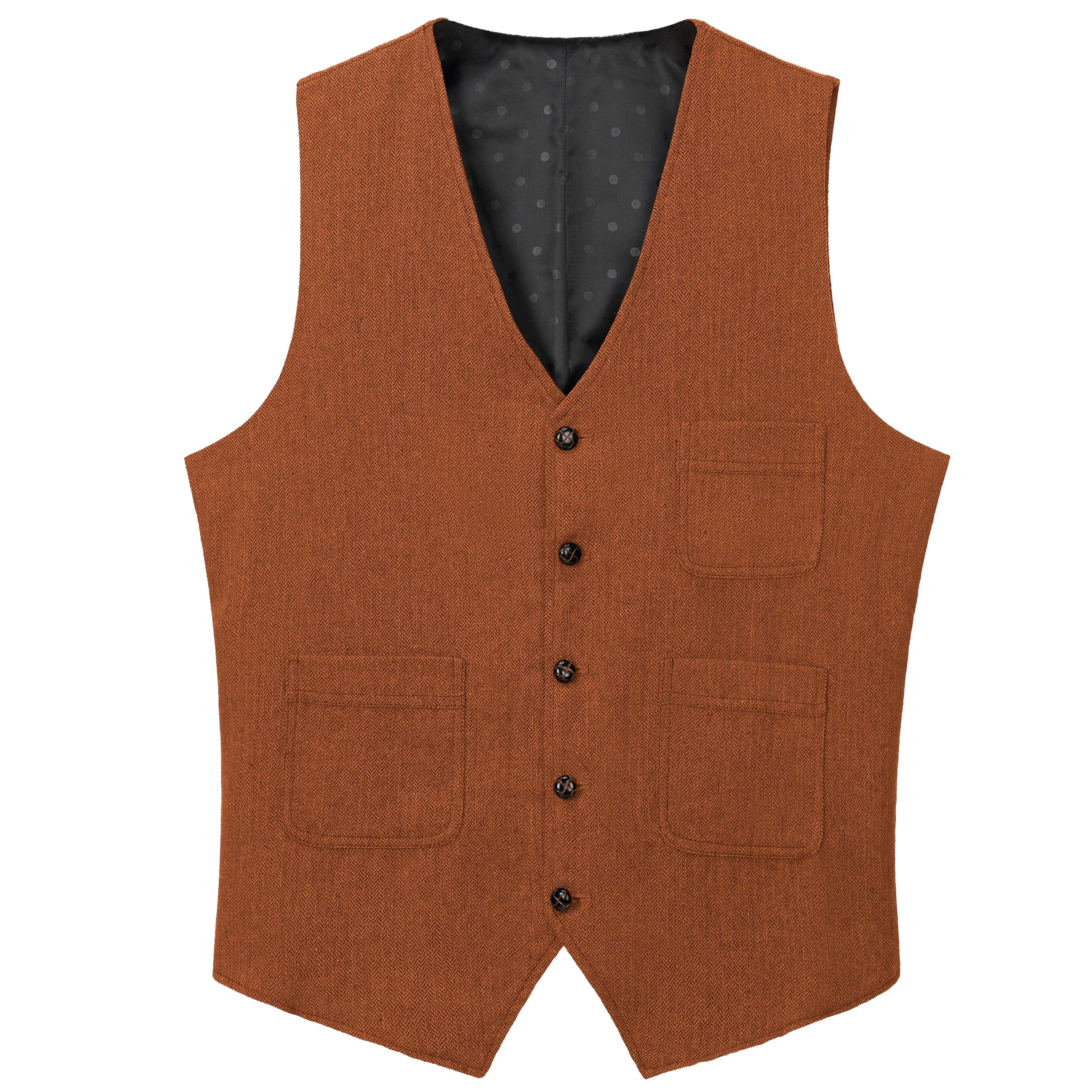 Mens Business Casual Single Breasted V Neck Waistcoat