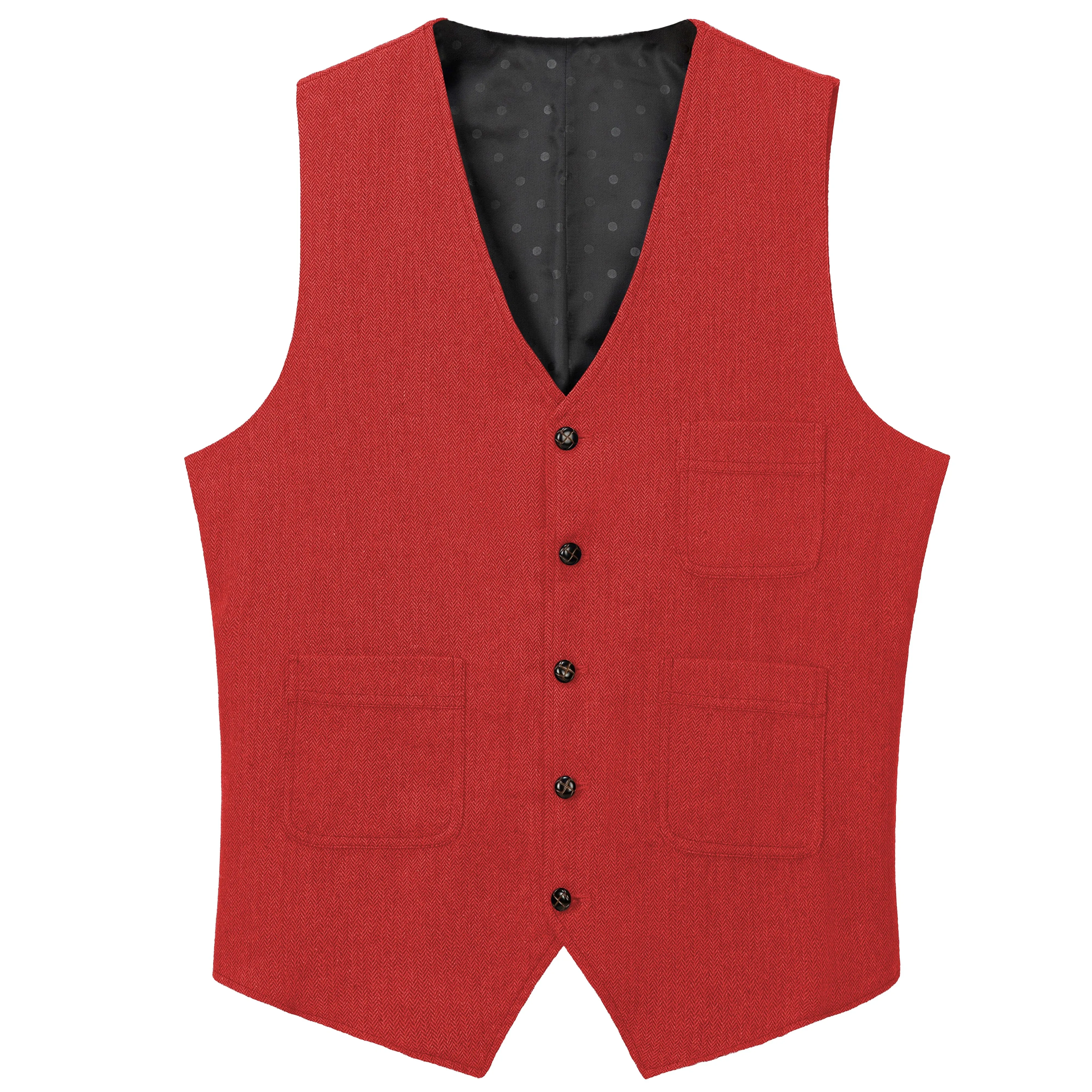 Mens Business Casual Single Breasted V Neck Waistcoat