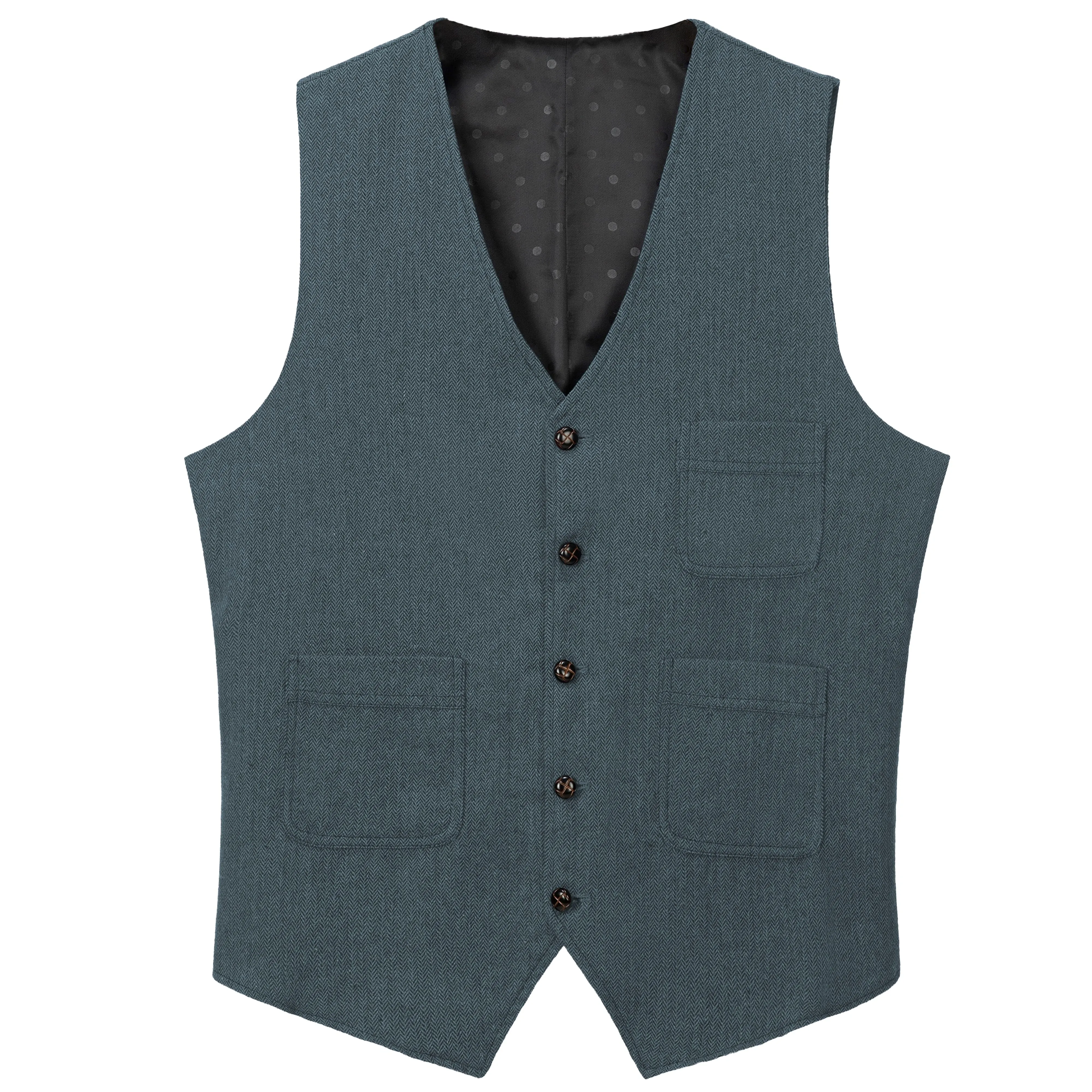 Mens Business Casual Single Breasted V Neck Waistcoat