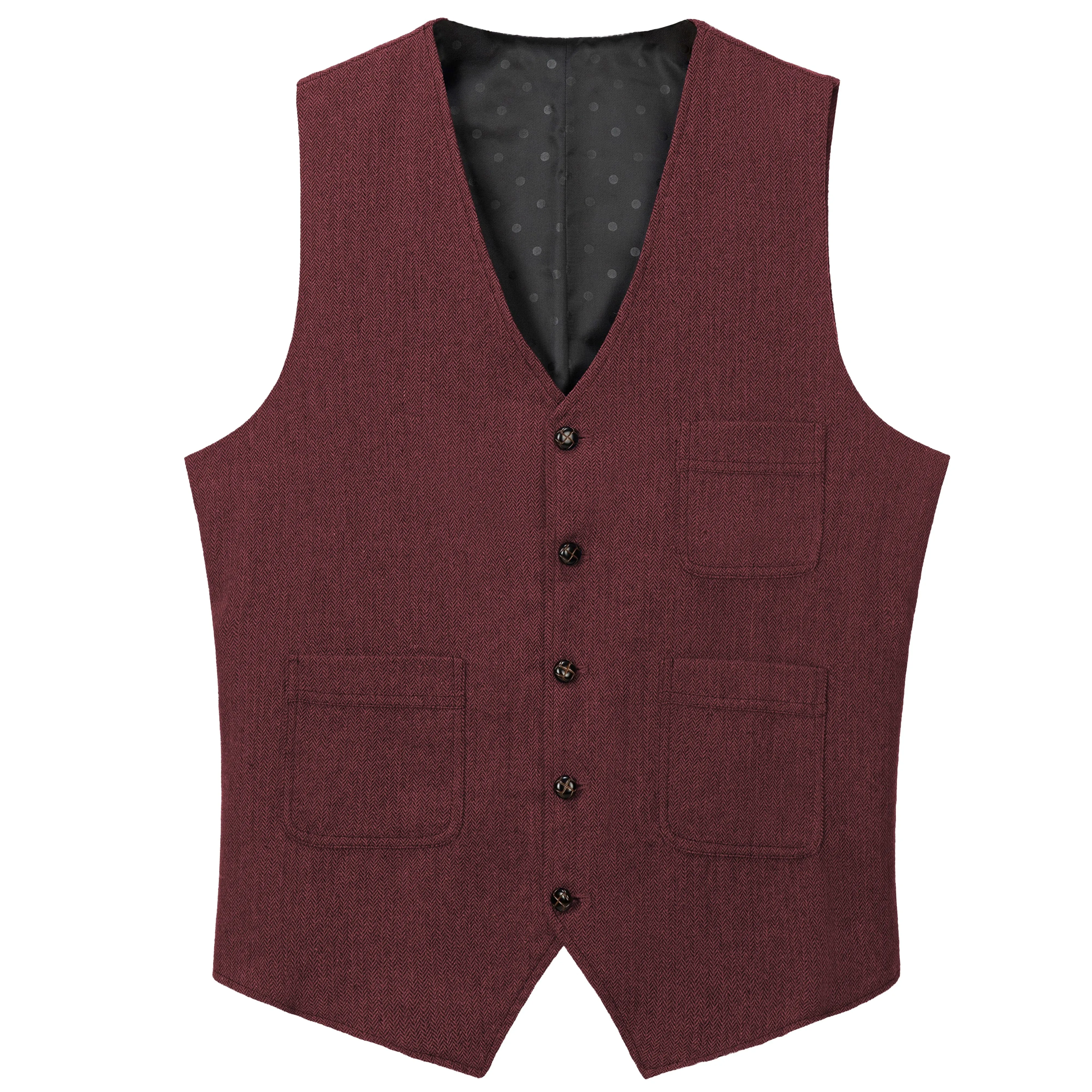 Mens Business Casual Single Breasted V Neck Waistcoat