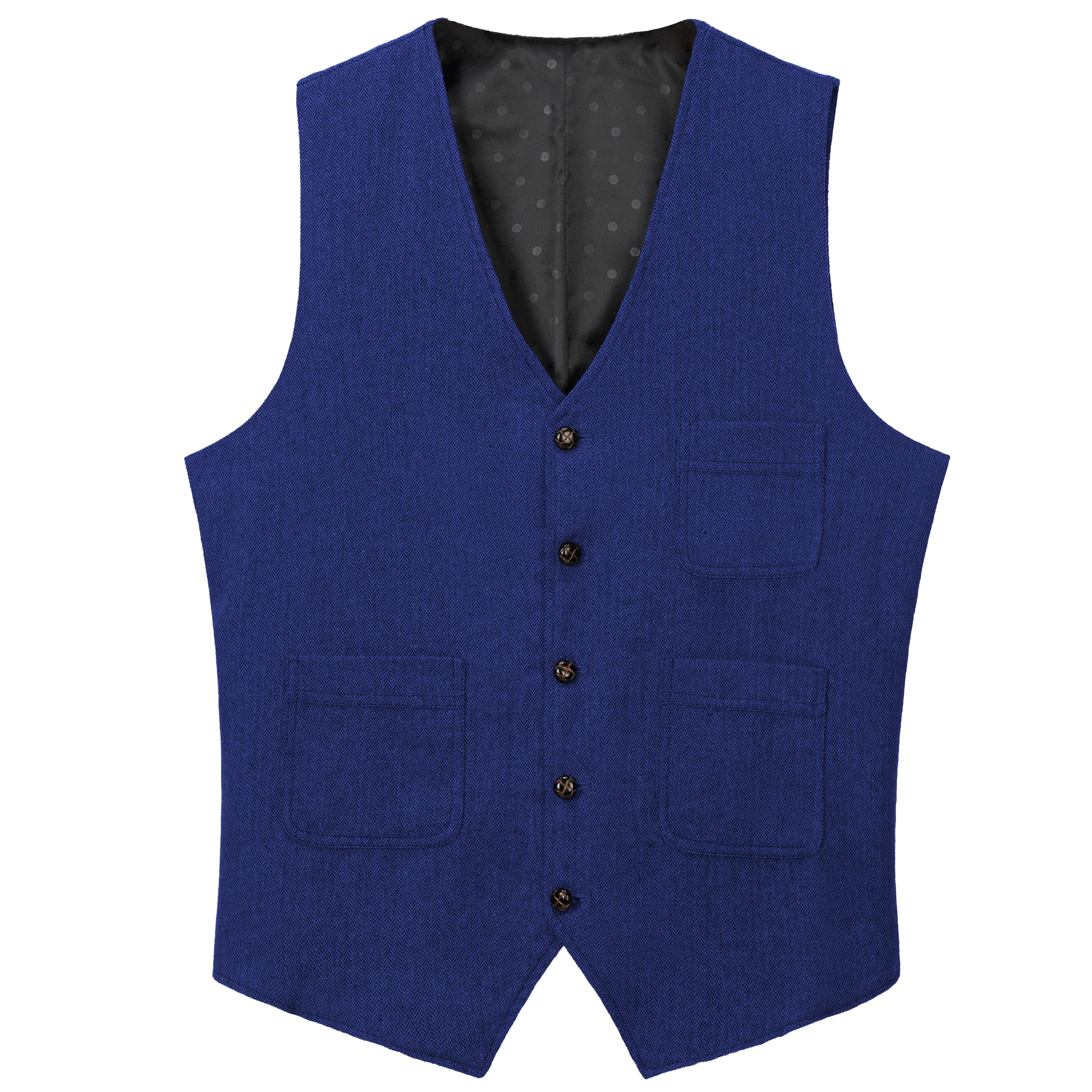 Mens Business Casual Single Breasted V Neck Waistcoat