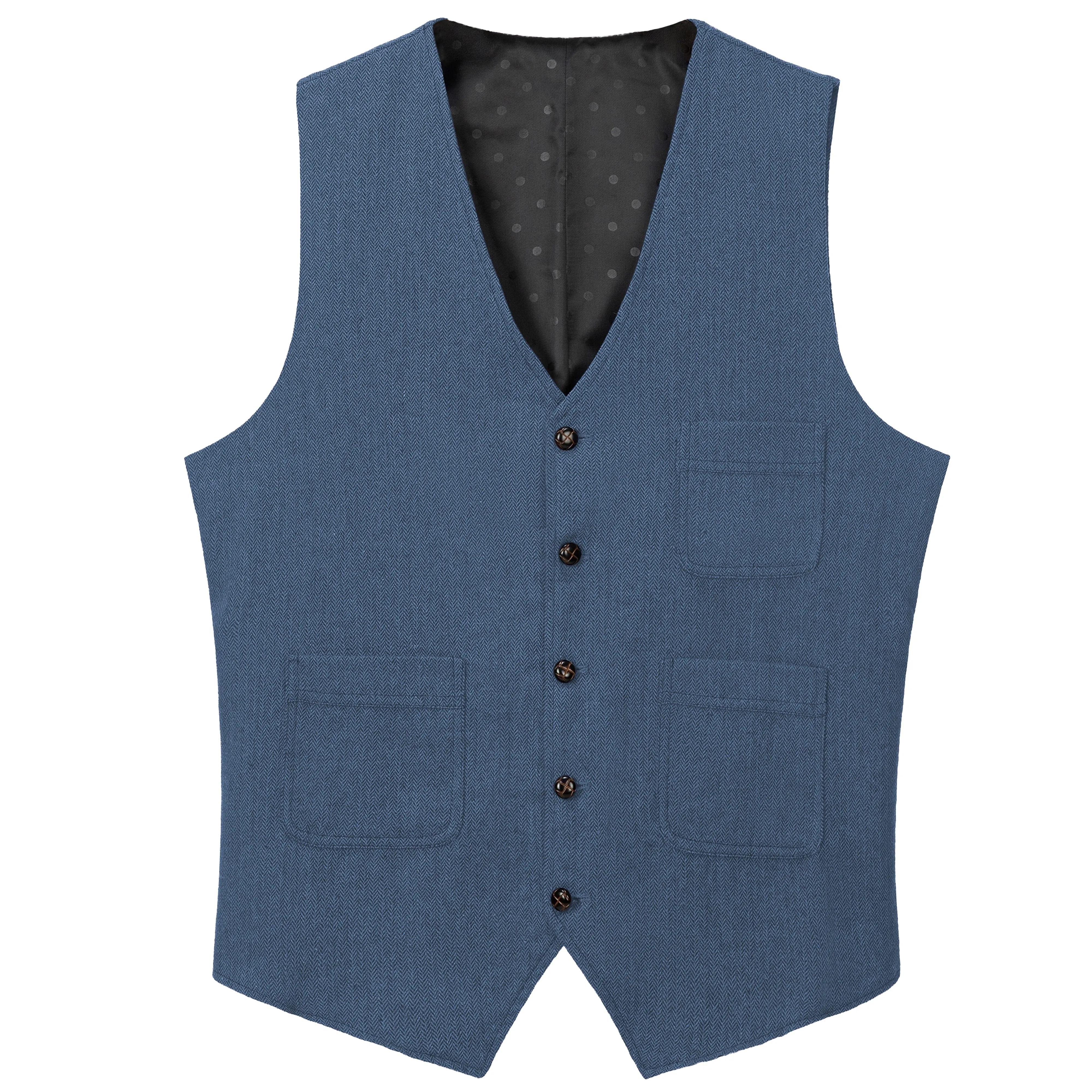 Mens Business Casual Single Breasted V Neck Waistcoat