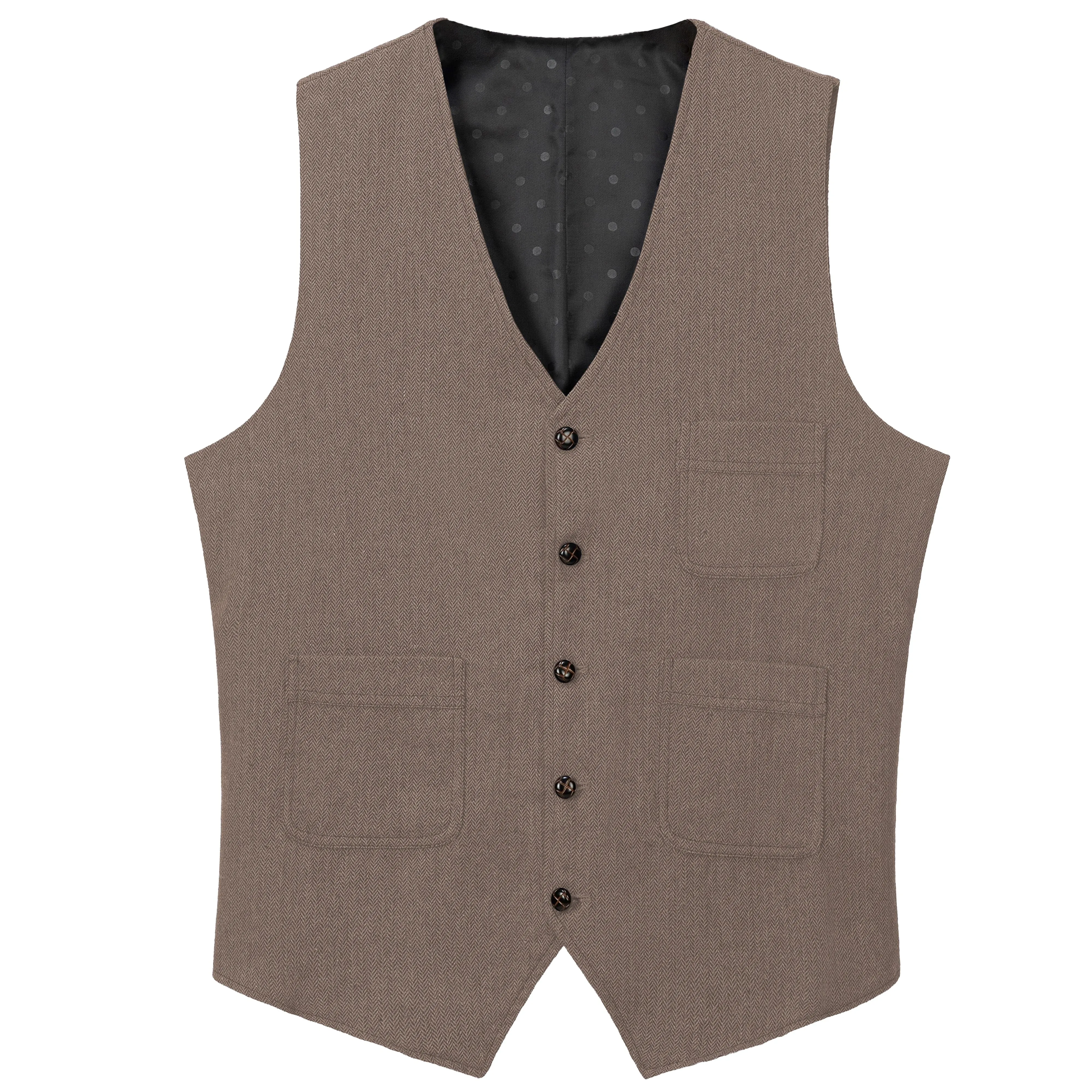 Mens Business Casual Single Breasted V Neck Waistcoat